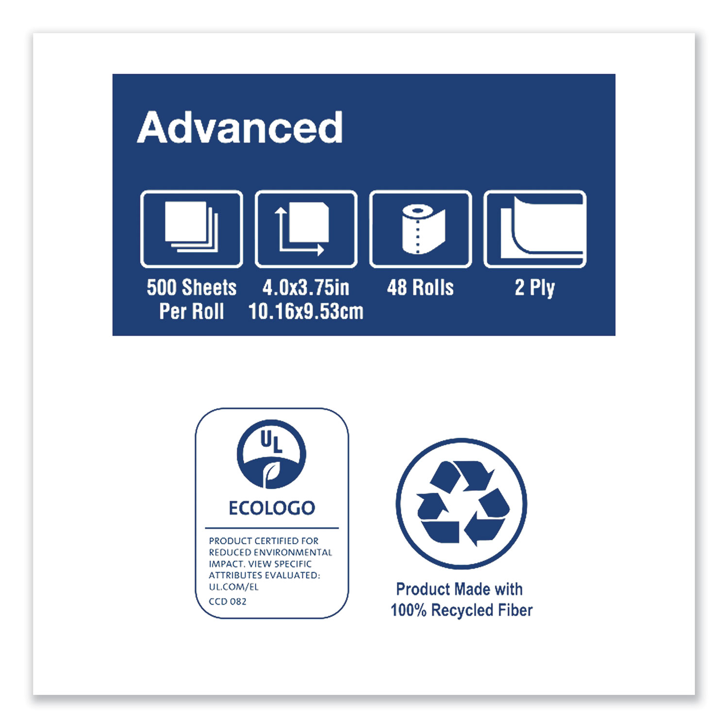 Advanced Bath Tissue, Septic Safe, 2Ply, White, 500 Sheets/Roll, 48