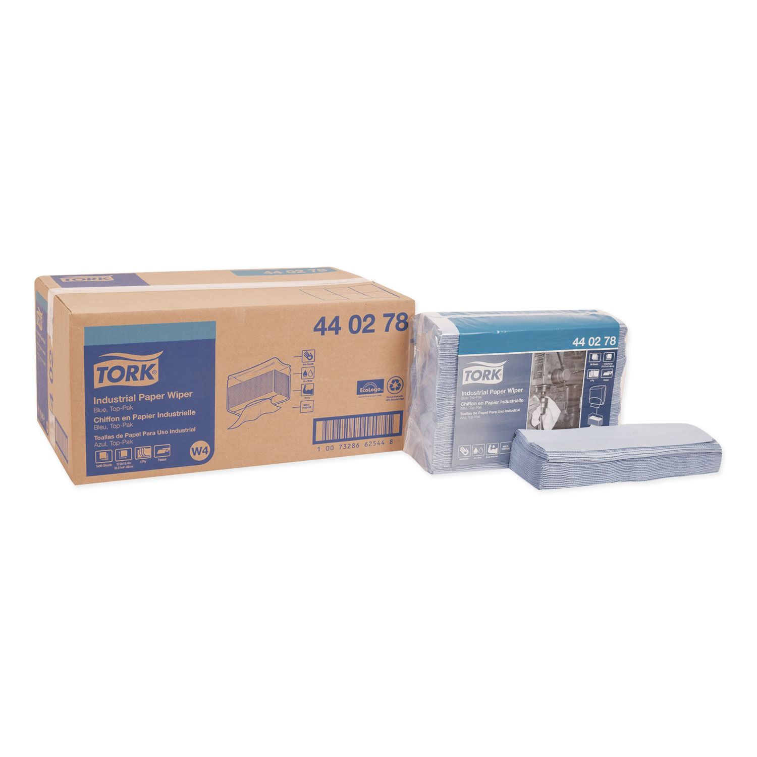  Tork 440278 Industrial Paper Wiper, 4-Ply, 12.8 x 16.4, Blue, 90/Pack, 5 Packs/Carton (TRK440278) 