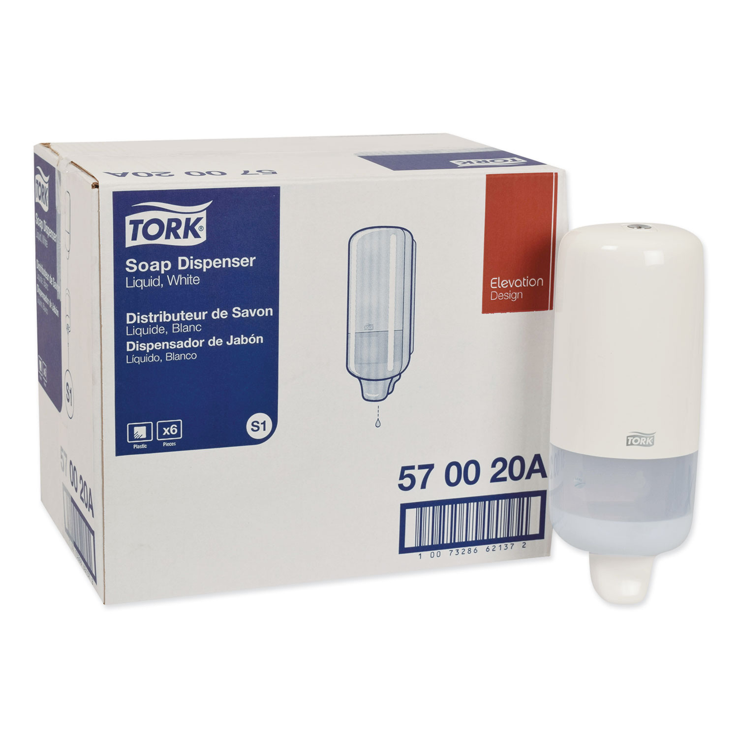  Tork 570020A Elevation Liquid Skincare Dispenser, 1 L Bottle; 33 oz Bottle, 4.4 x 4.5 x 11.5, White (TRK570020A) 