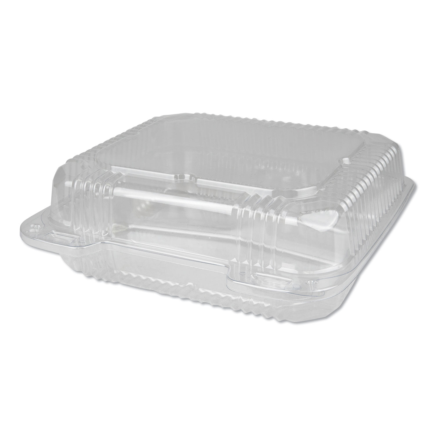 Plastic Clear Hinged Containers, 8 x 8, 3-Compartment, Clear, 250/Carton