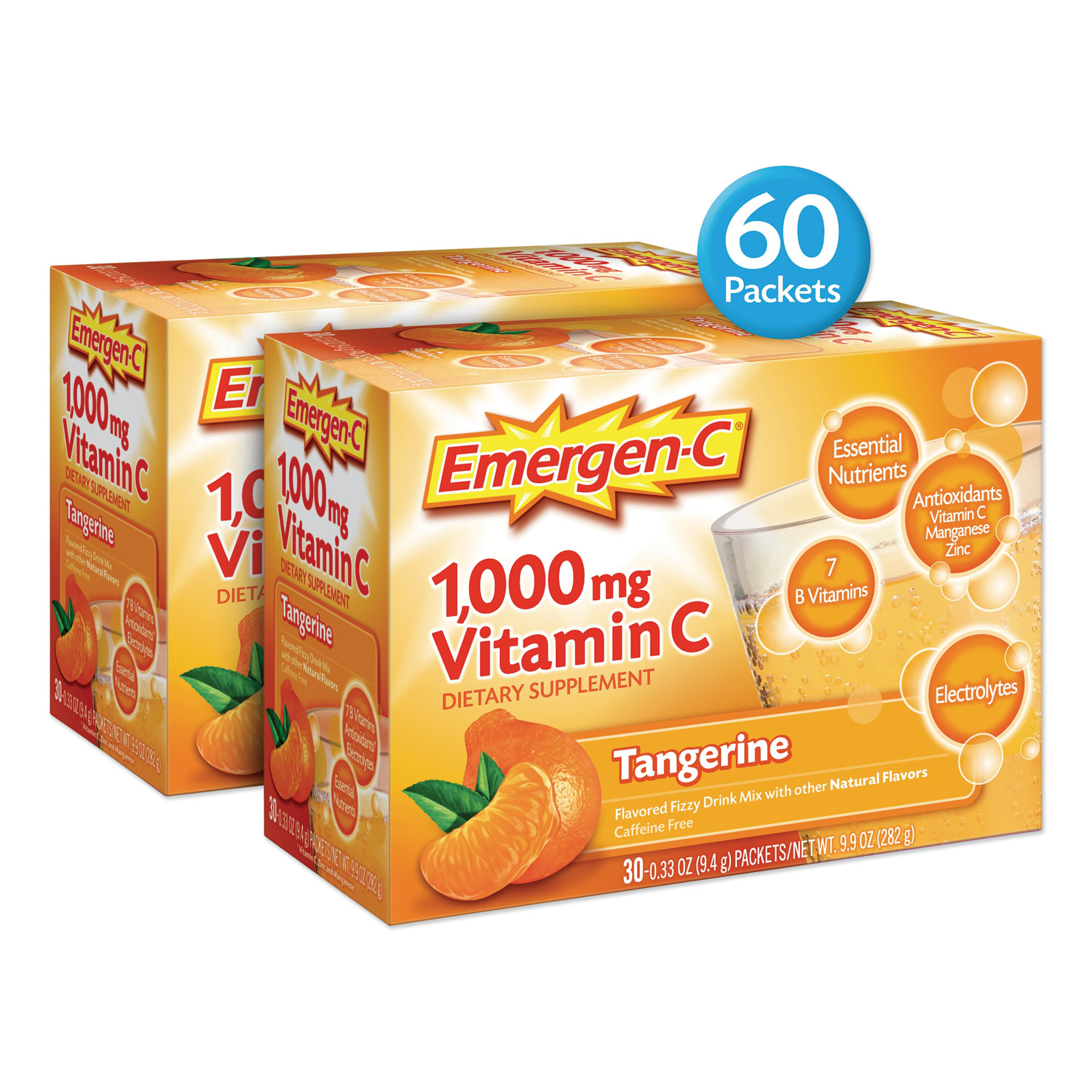  Emergen-C 139051 Immune Defense Drink Mix, Tangerine, 0.32 oz Packet, 60/Pack (ALA139051) 