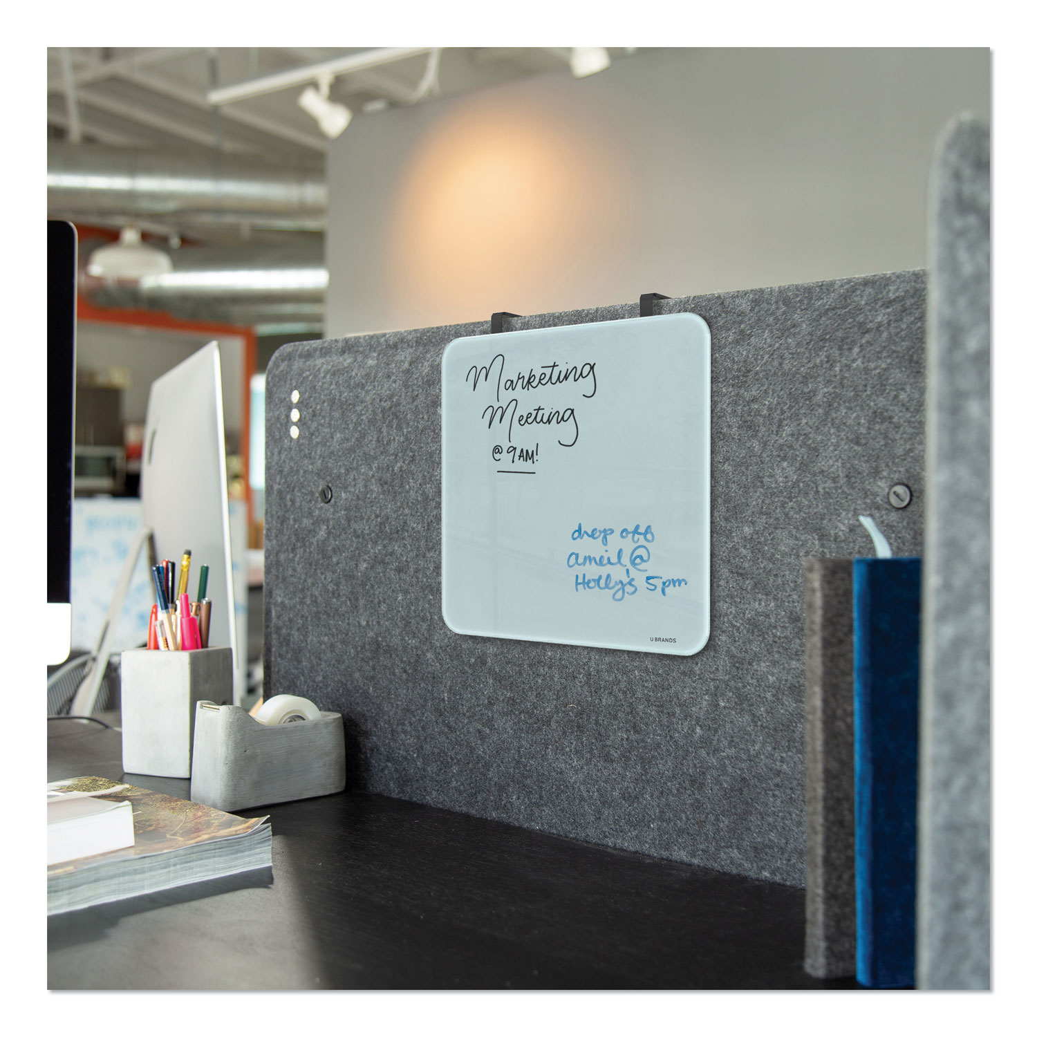 Cubicle Glass Dry Erase Board, 12 x 12, White Surface - Office Express ...