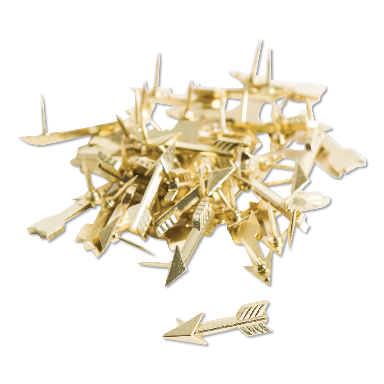 Fashion Push Pins, Steel, Gold, 3/8