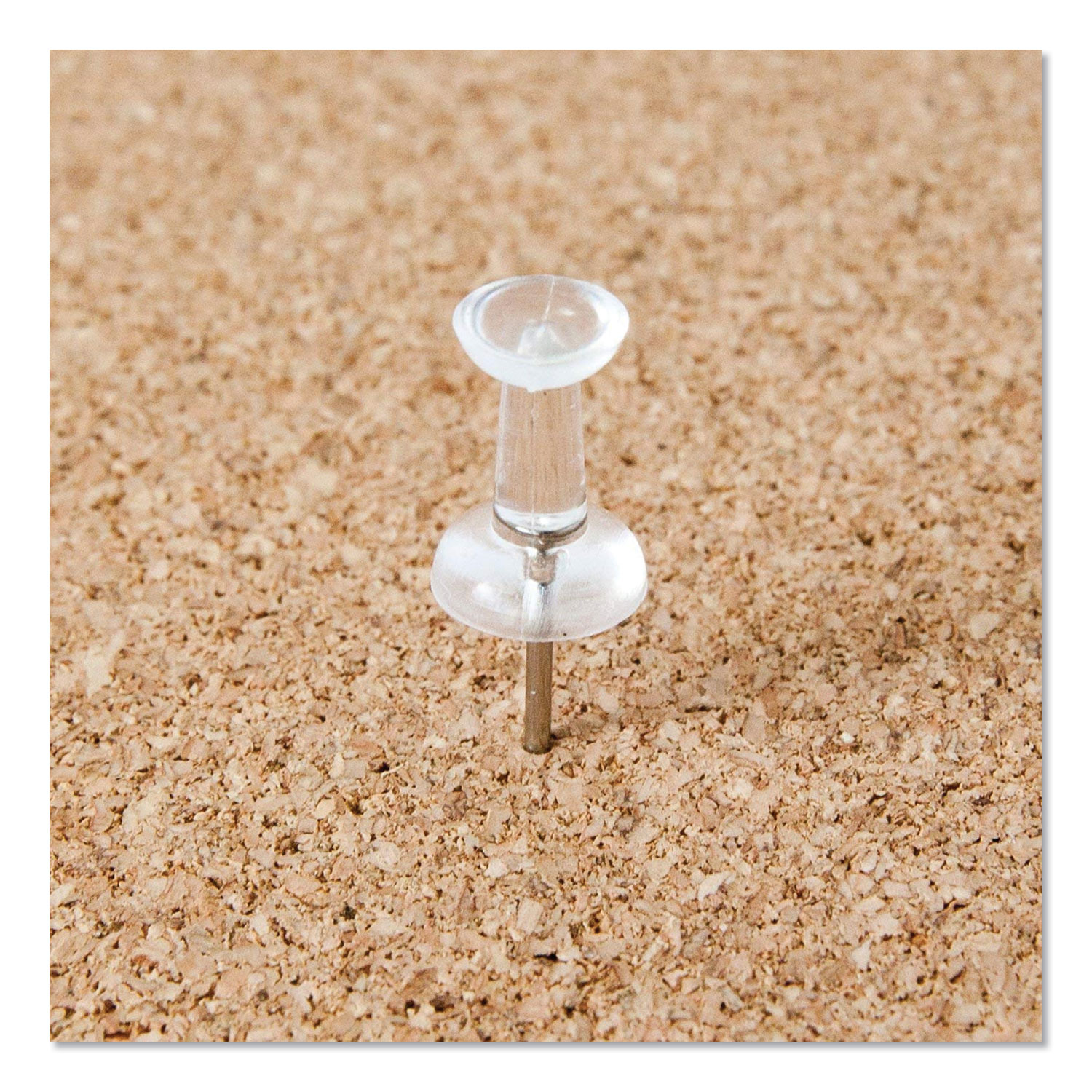 Standard Push Pins, Plastic, Clear, Clear Head/Gold Pin, 0.44, 100/Pack