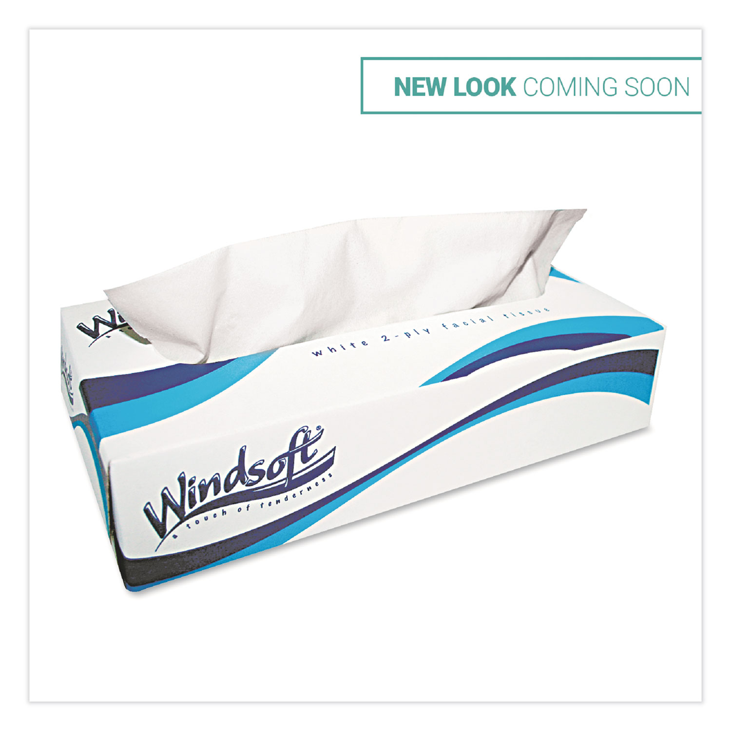  Windsoft WIN2360 Facial Tissue, 2 Ply, White, Flat Pop-Up Box, 100 Sheets/Box, 30 Boxes/Carton (WIN2360) 