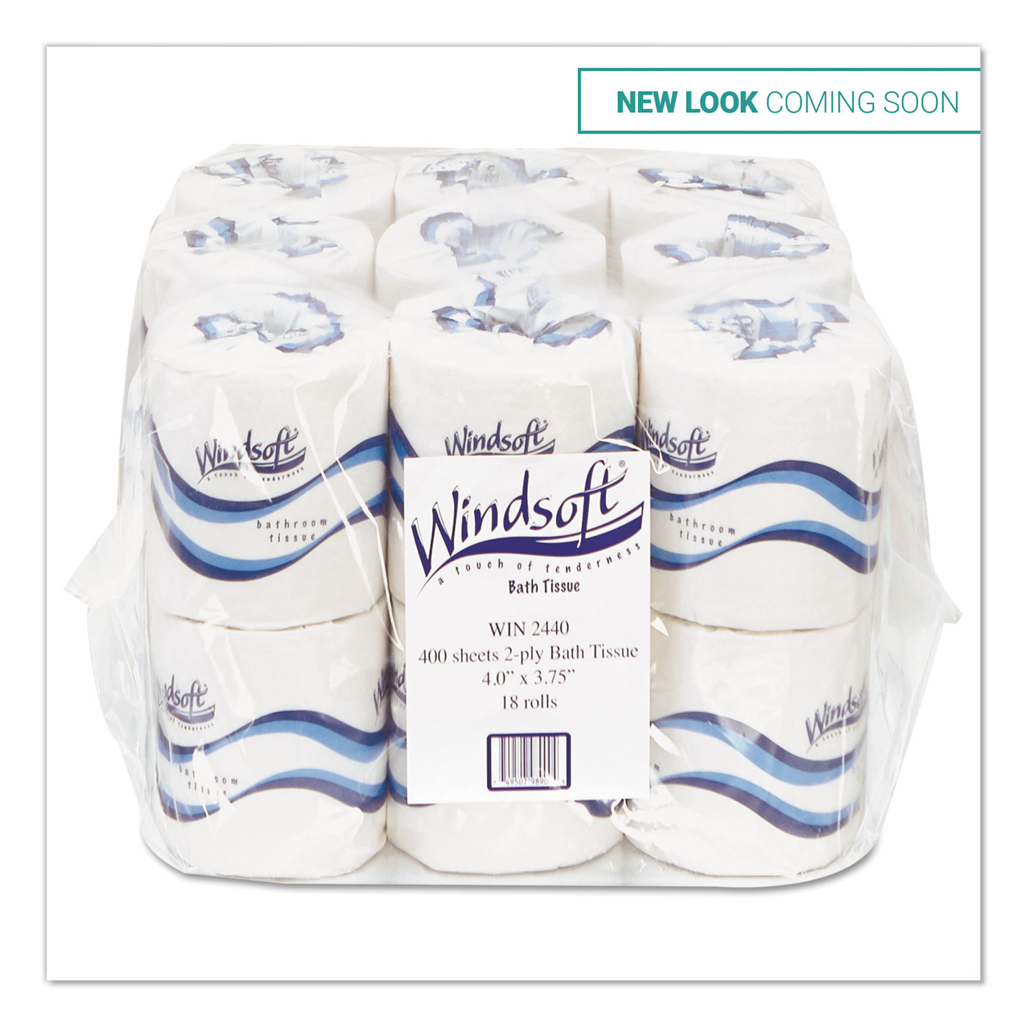  Windsoft WIN2440 Bath Tissue, Septic Safe, 2-Ply, White, 4 x 3.75, 400 Sheets/Roll, 18 Rolls/Carton (WIN2440) 