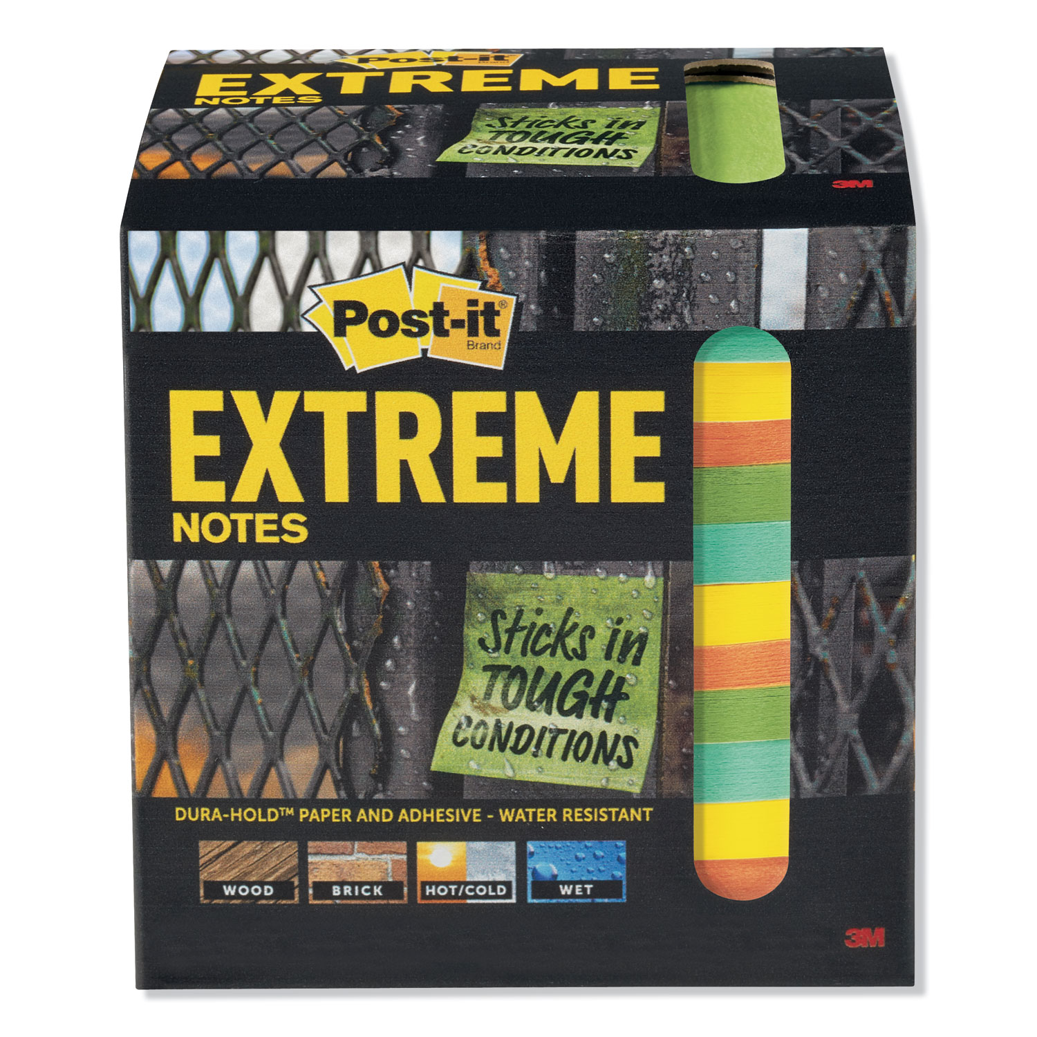  Post-it Extreme Notes XTRM3312TRYX Water-Resistant Self-Stick Notes, Multi-Colored, 3 x 3, 45 Sheets, 12/Pack (MMMXTRM3312TRYX) 