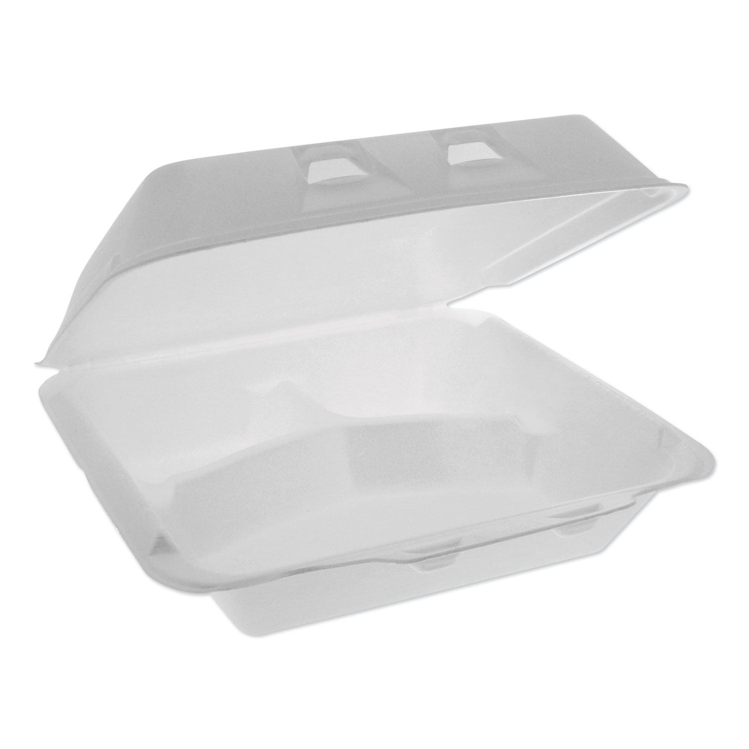  Pactiv YHLW09030000 SmartLock Vented Foam Hinged Lid Containers, White, 9 x 9.5 x 3.25, 3-Compartment, 150/Carton (PCTYHLW0903) 