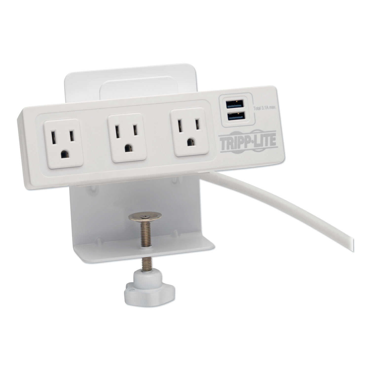  Tripp Lite TLP310USBCW Three-Outlet Surge Protector with Two USB Ports, 10 ft Cord, 510 Joules, White (TRPTLP310USBCW) 