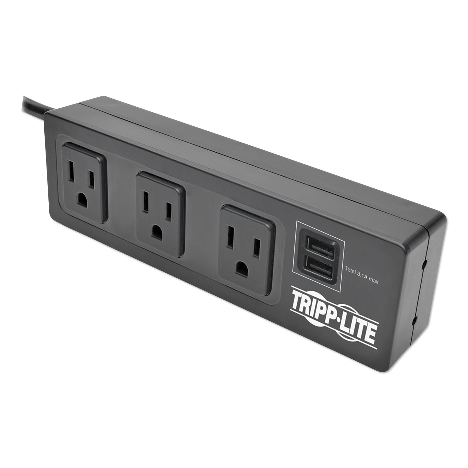  Tripp Lite TLP310USBS Protect It! 3-Outlet Surge Protector with Mounting Brackets, 10 ft Cord, 510 Joules, Black (TRPTLP310USBS) 