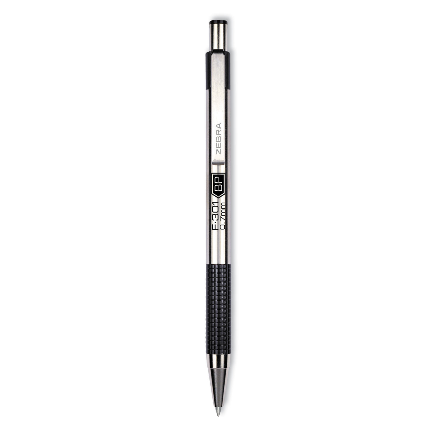 Stainless Zebra Pen F-301 Ballpoint Pen 1 Mm Pen Point Size Black Ink 