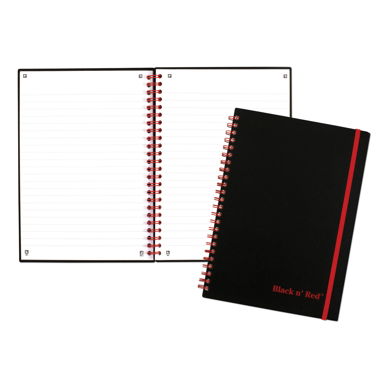  Black n' Red C67009 Twin Wire Poly Cover Notebook, Wide/Legal Rule, Black Cover, 8.25 x 5.68, 70 Sheets (JDKC67009) 