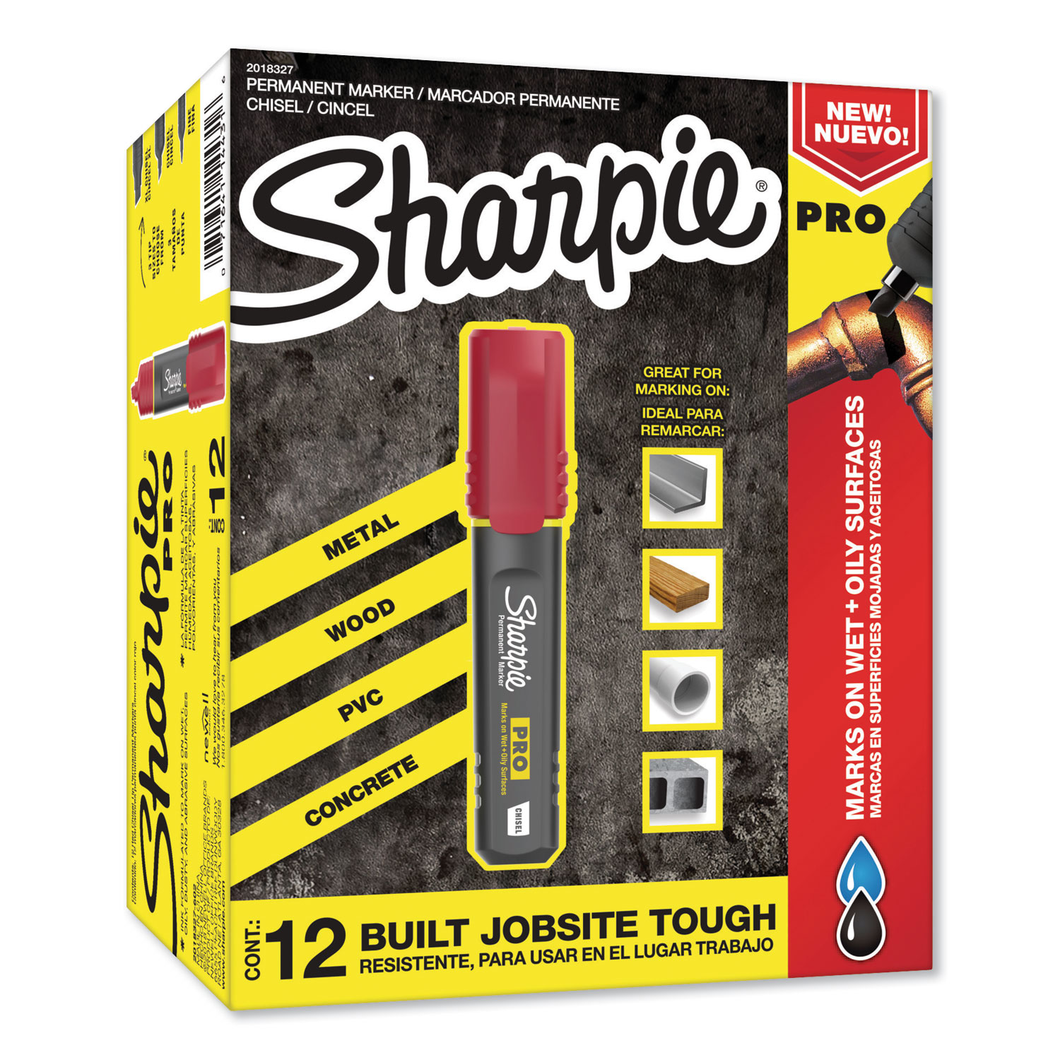  Sharpie 2018327 Pro Permanent Marker, Broad Chisel Tip, Red, Dozen (SAN2018327) 