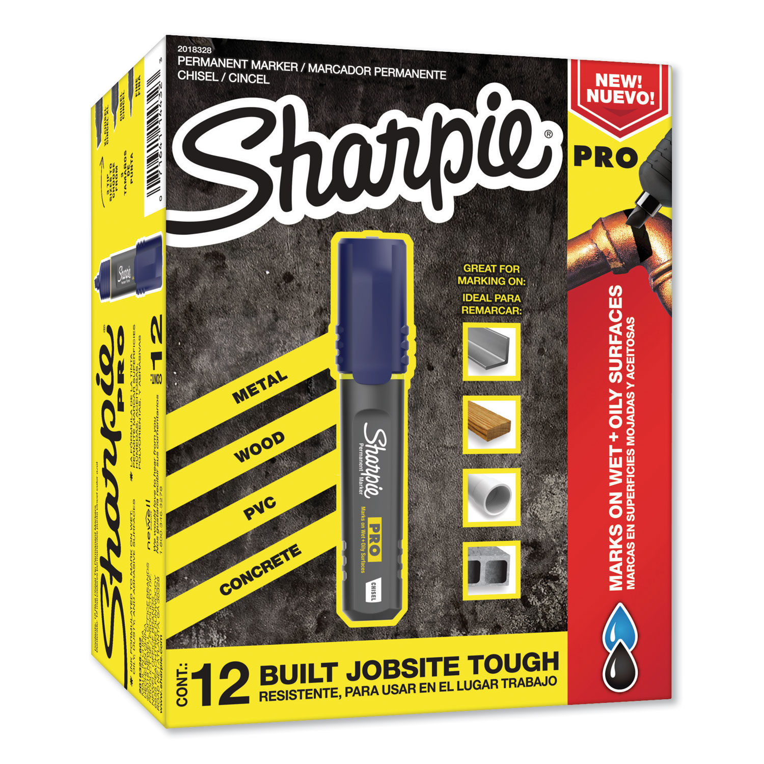  Sharpie 2018328 Pro Permanent Marker, Broad Chisel Tip, Blue, Dozen (SAN2018328) 