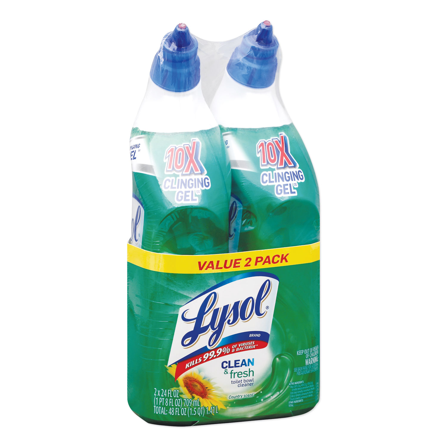  LYSOL Brand 19200-98015 Clean & Fresh Toilet Bowl Cleaner Cling Gel, Country Scent, 24 oz, 2/Pack (RAC98015PK) 