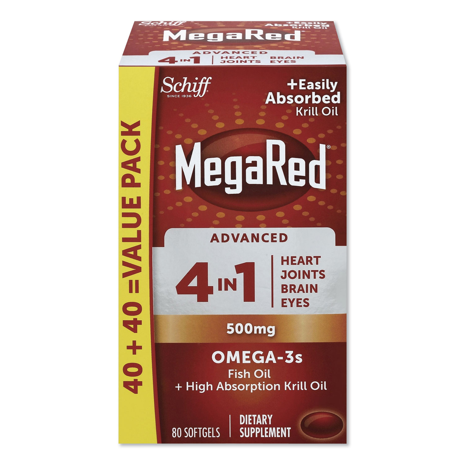  MegaRed 20525-98094 Advanced 4 in 1 Omega-3 Softgel, 80 Count (MEG98094EA) 