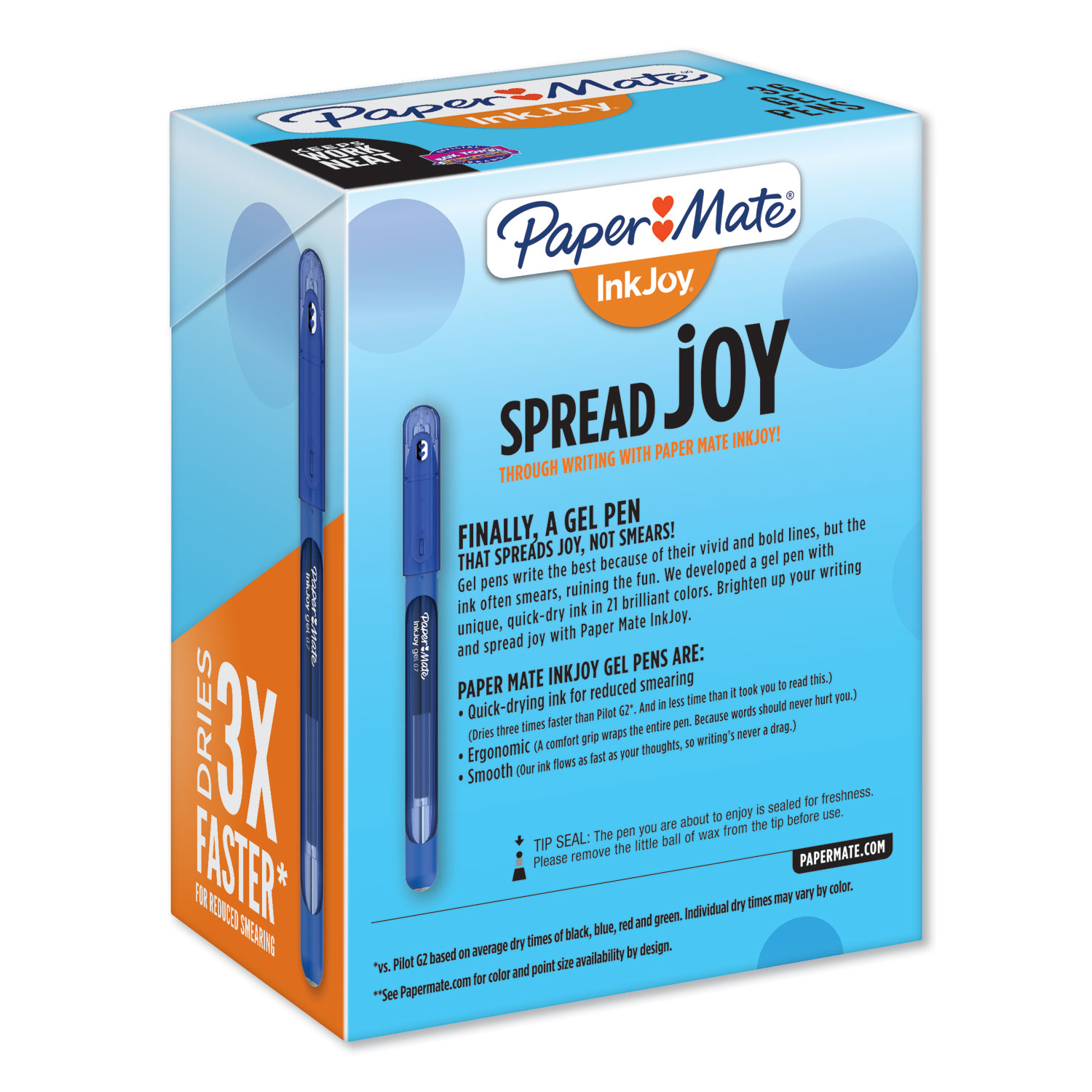 InkJoy Stick Gel Pen, Medium 0.7mm, Blue Ink/Barrel, 36/Pack