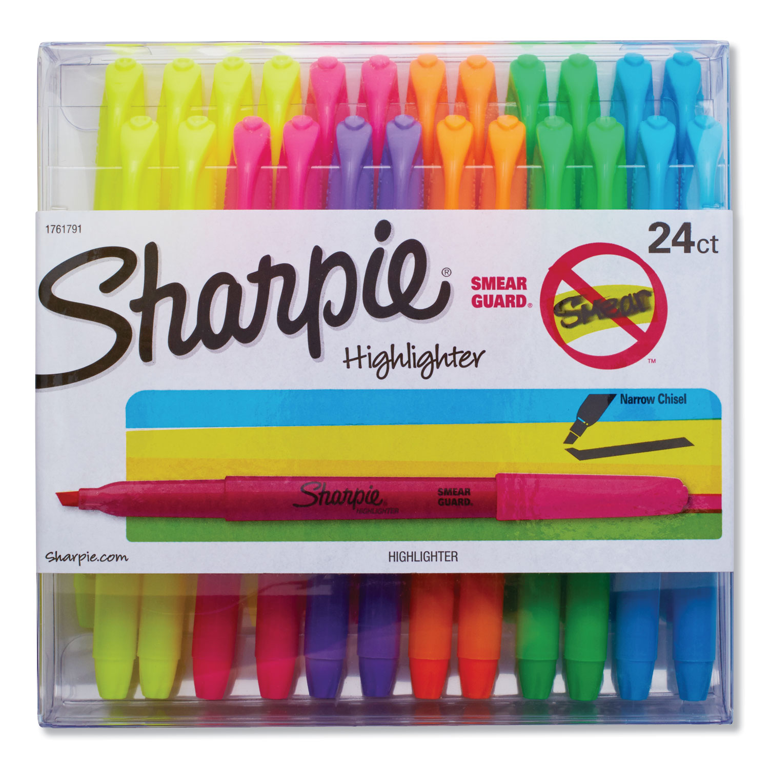  Sharpie 1761791 Pocket Style Highlighters, Chisel Tip, Assorted Colors, 24/Pack (SAN1761791) 