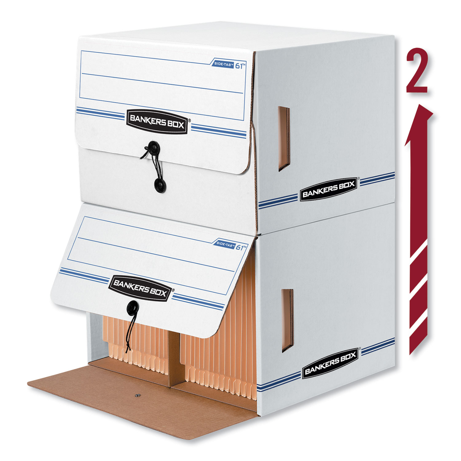  Bankers Box 00061 SIDE-TAB Storage Boxes, Letter Files, White/Blue, 12/Carton (FEL00061) 