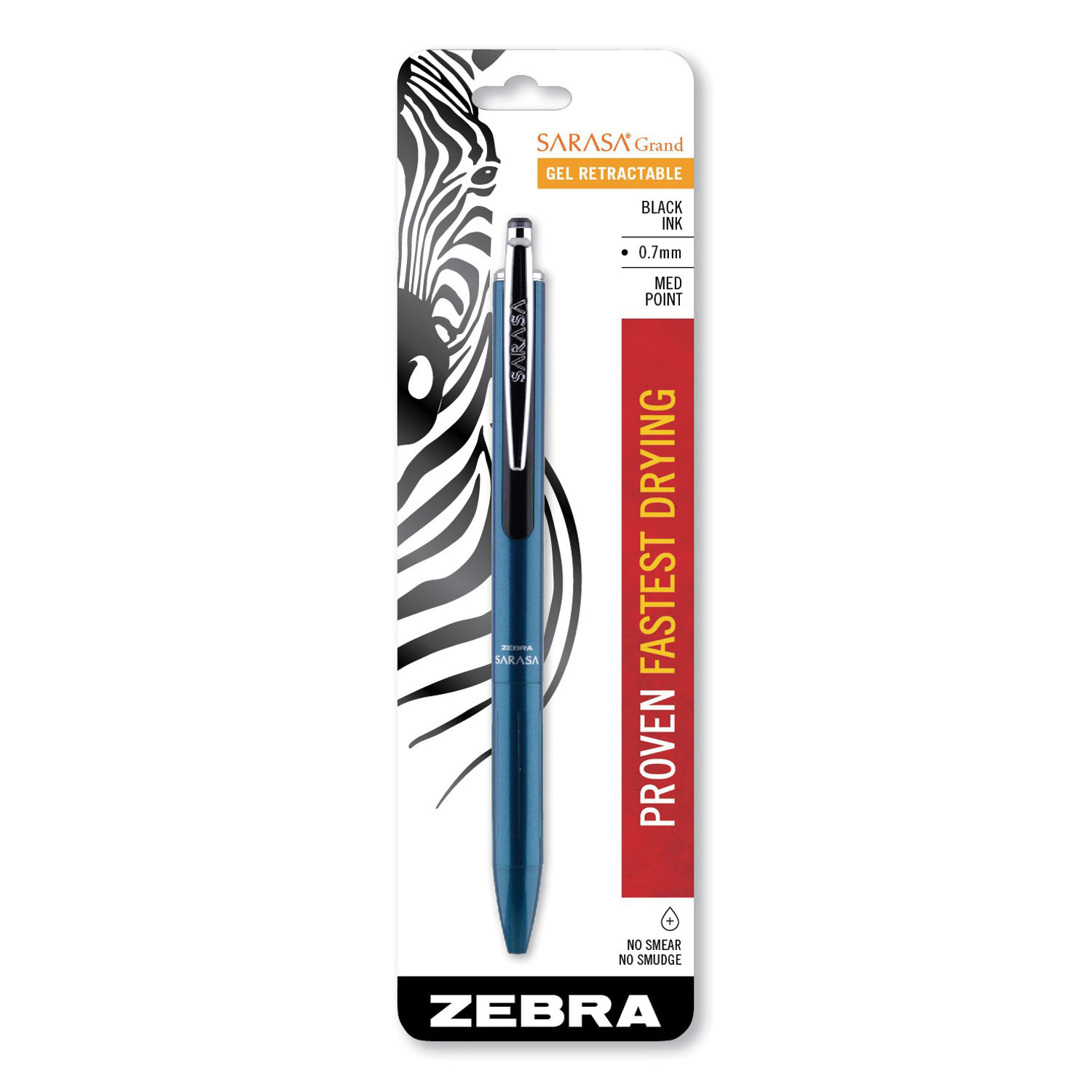  Zebra 48611 Sarasa Grand Retractable Gel Pen, Medium 0.7 mm, Black Ink, Turquoise Barrel (ZEB48611) 