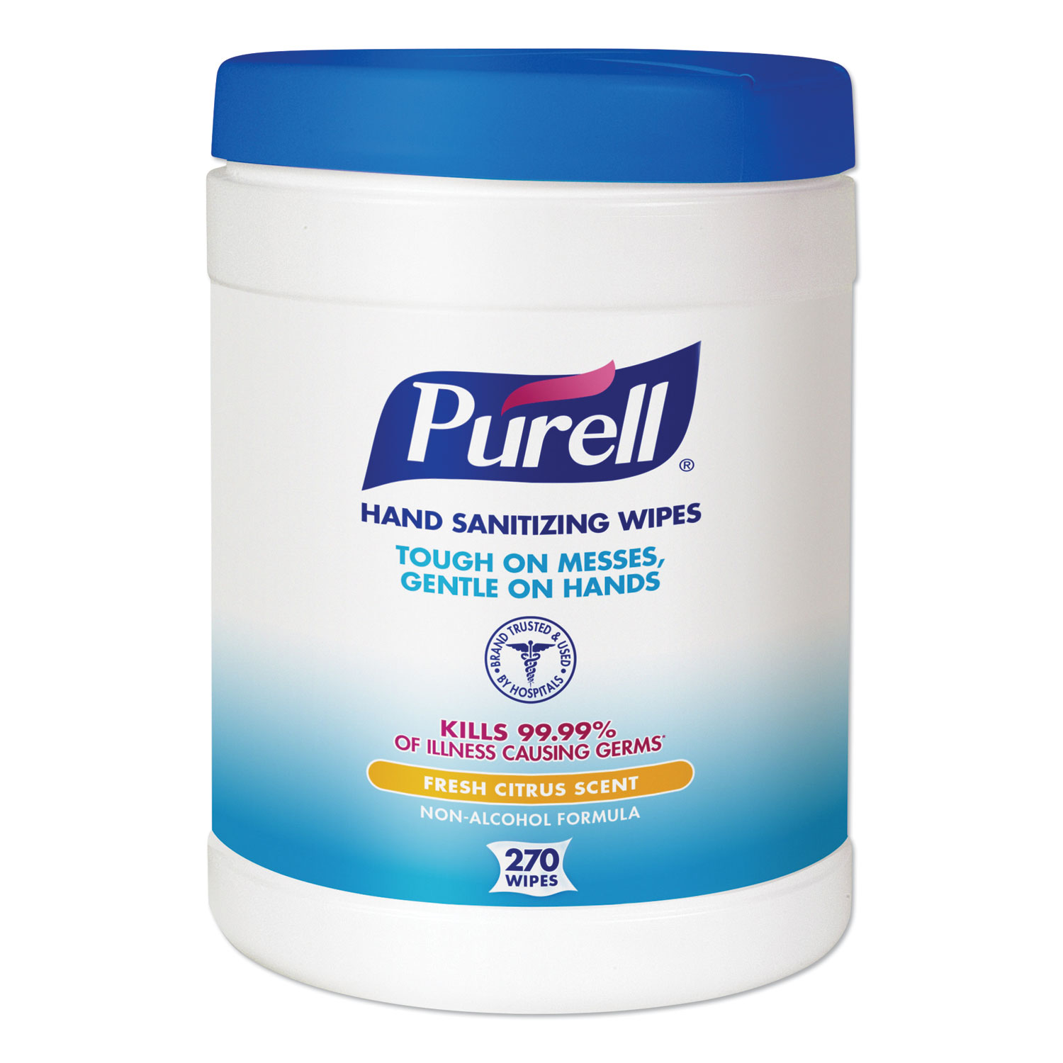  PURELL 9113-06 Sanitizing Hand Wipes, 6 x 6 3/4, White, 270 Wipes/Canister (GOJ911306EA) 
