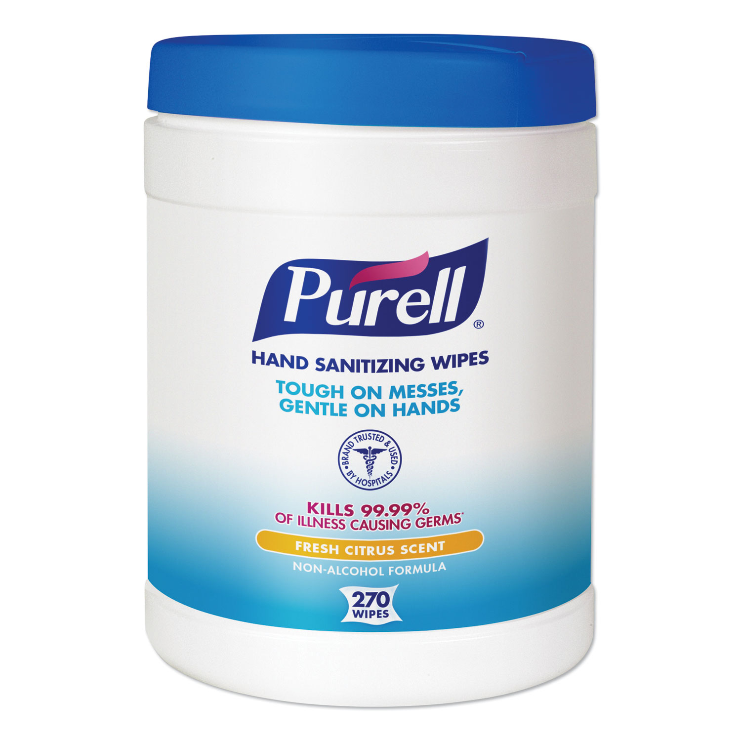  PURELL 9113-06 Sanitizing Hand Wipes, 6 x 6 3/4, White, 270/Canister, 6 Canisters/Carton (GOJ911306CT) 