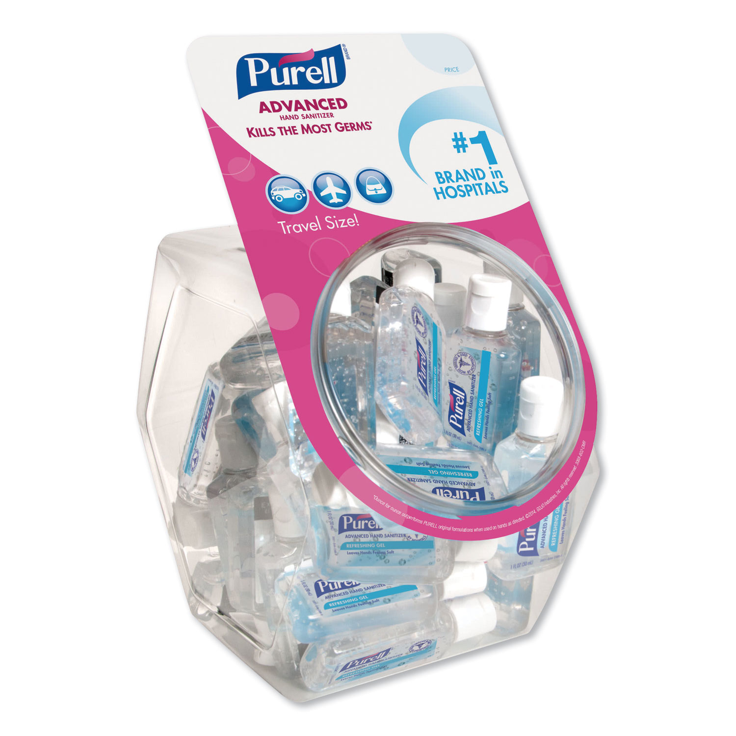  PURELL 3901-36-BWL Advanced Hand Sanitizer Refreshing Gel, Clean Scent, 1 oz Flip-Cap Bottle with Display Bowl, 36/Bowl (GOJ390136BWL) 