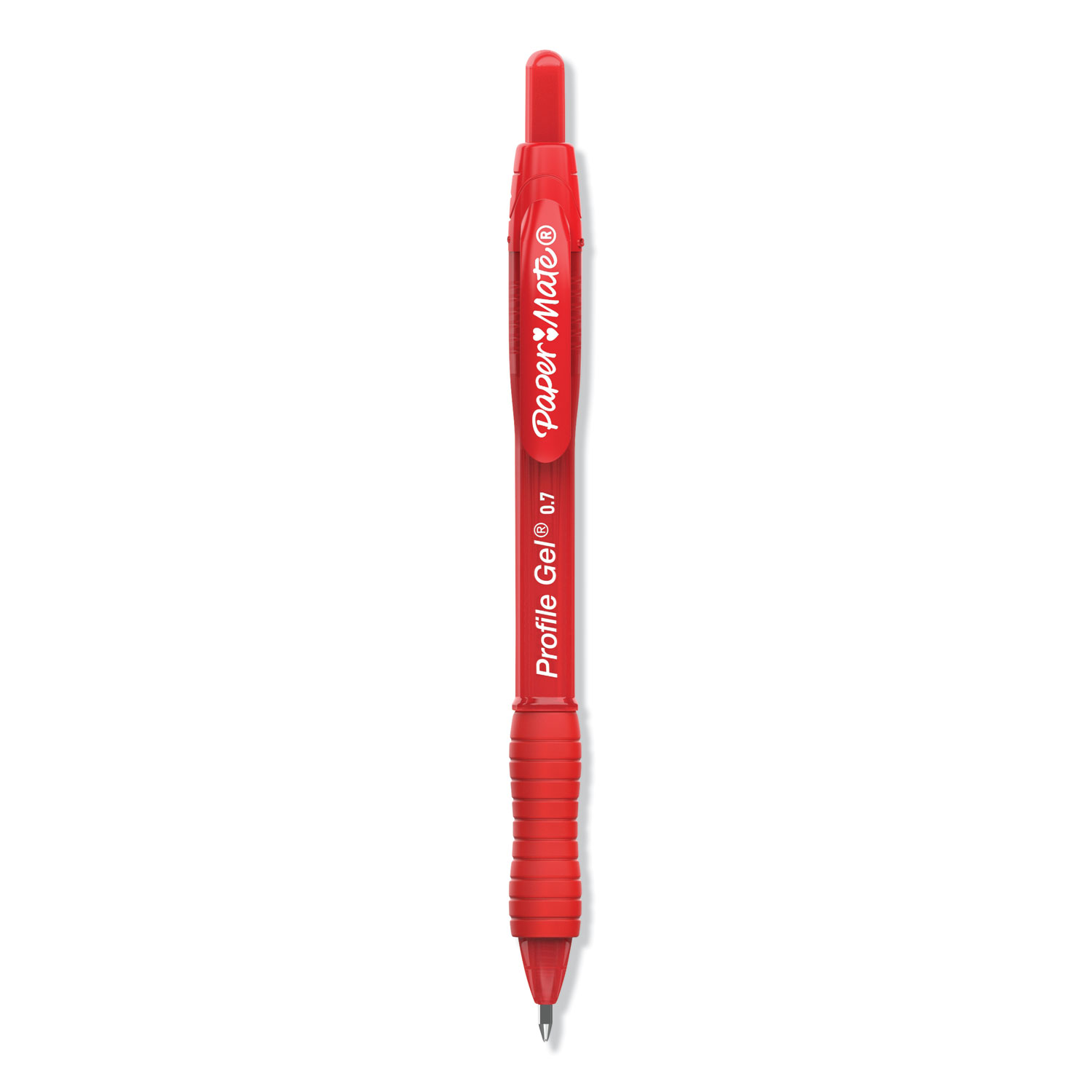  Paper Mate 2095463 Profile Retractable Gel Pen, Medium 0.7 mm, Red Ink, Translucent Red Barrel, Dozen (PAP2095463) 