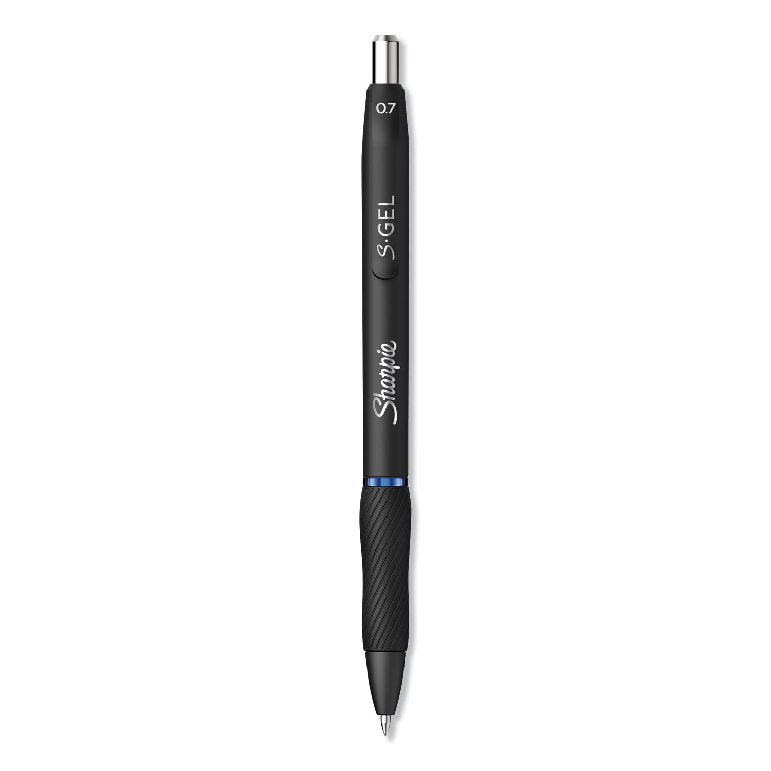 S-Gel Retractable Gel Pen, Medium 0.7 mm, Blue Ink, Black Barrel, Dozen
