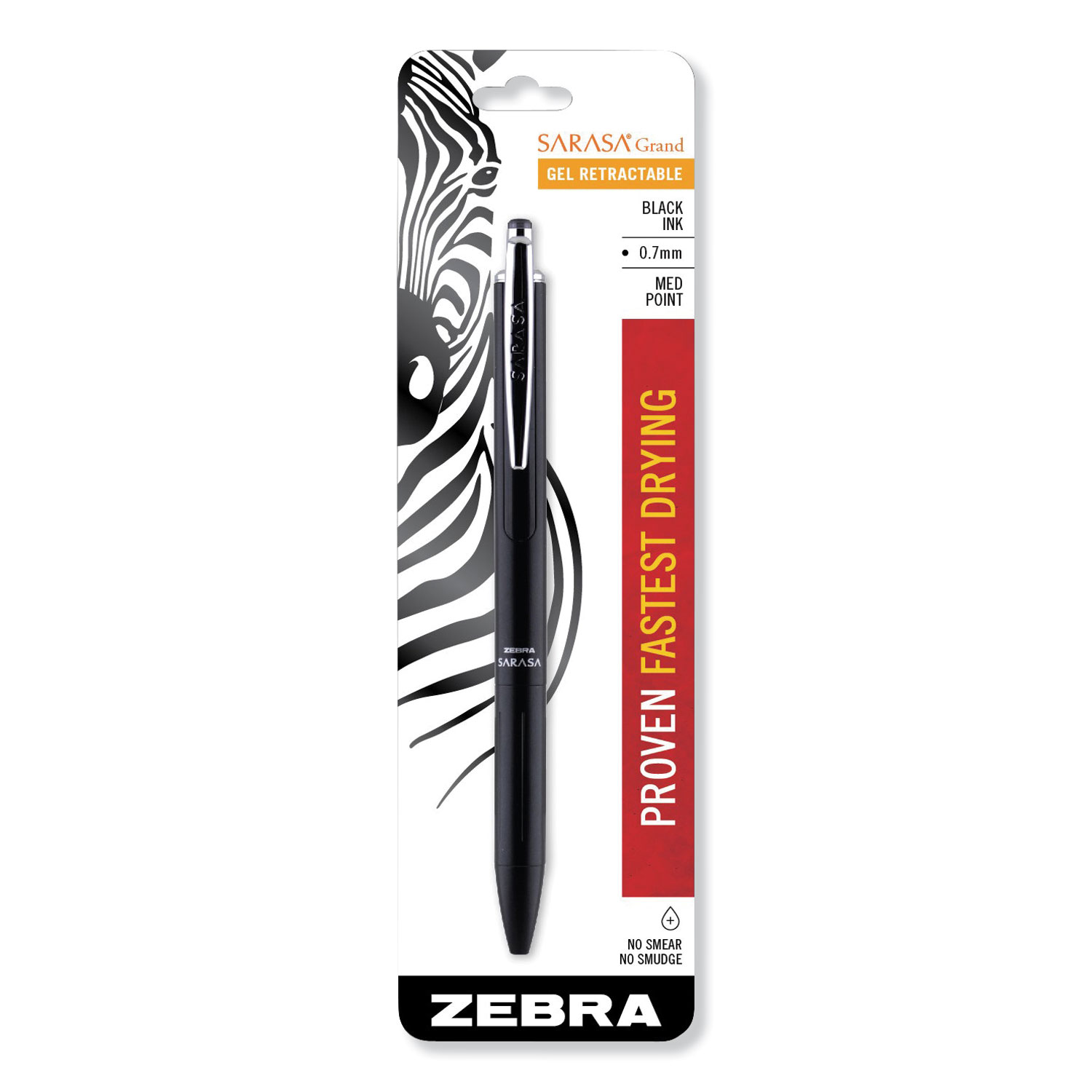  Zebra 45111 Sarasa Grand Retractable Gel Pen, Medium 0.7 mm, Black Ink/Barrel (ZEB45111) 