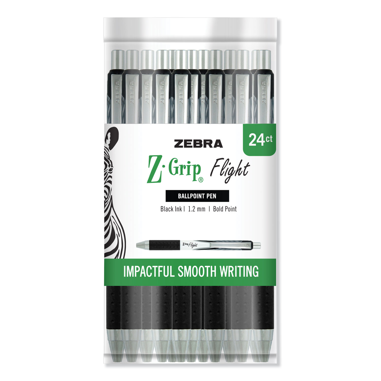  Zebra 20924 Z-Grip Flight Retractable Ballpoint Pen, 1.2 mm, Black Ink/Barrel (ZEB20924) 