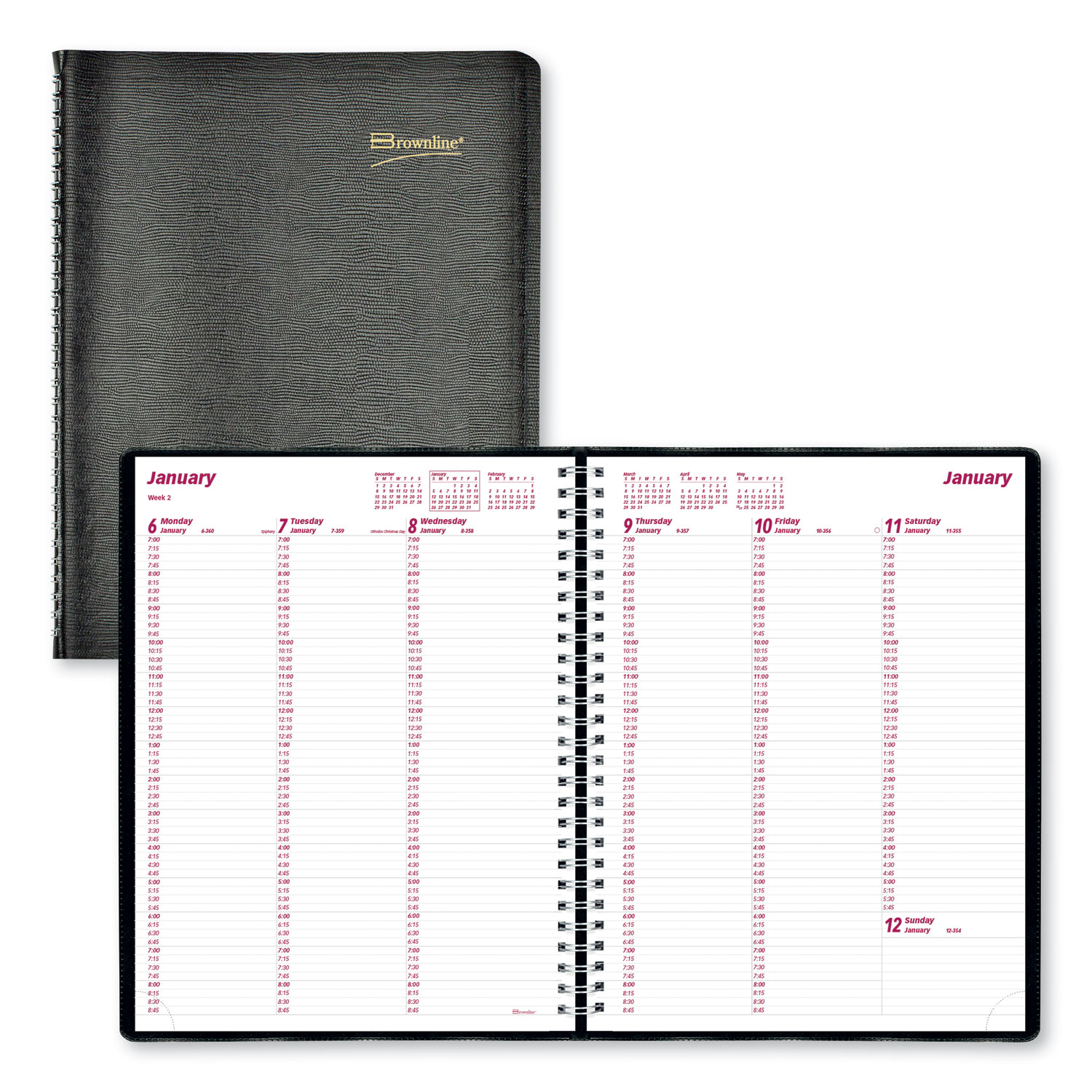  Brownline CB950.BLK Essential Collection Weekly Appointment Book, 11 x 8 1/2, Black, 2020 (REDCB950BLK) 