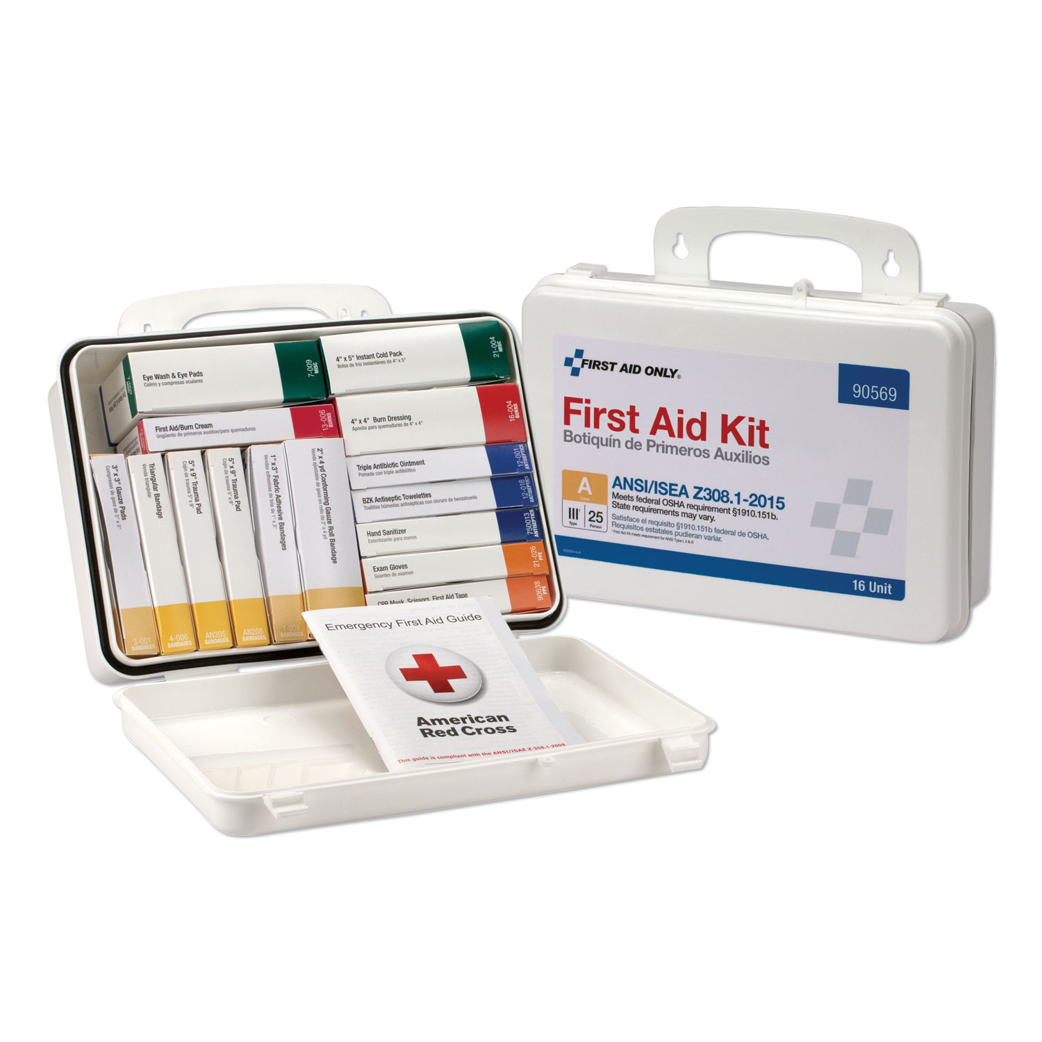 First Aid Only 90569 Unitized ANSI Class A Weatherproof First Aid Kit for 25 People, 16 Units (FAO90569) 