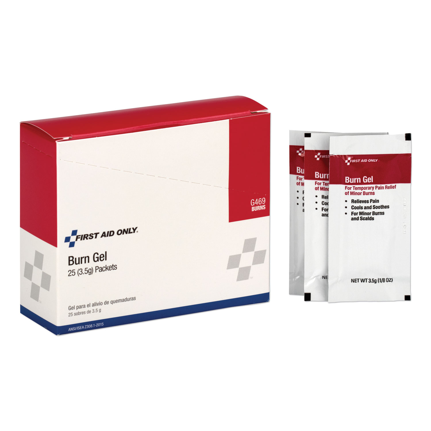  First Aid Only G469 Burn Gel, 1/8 oz Packs, 25/Box (FAOG469) 