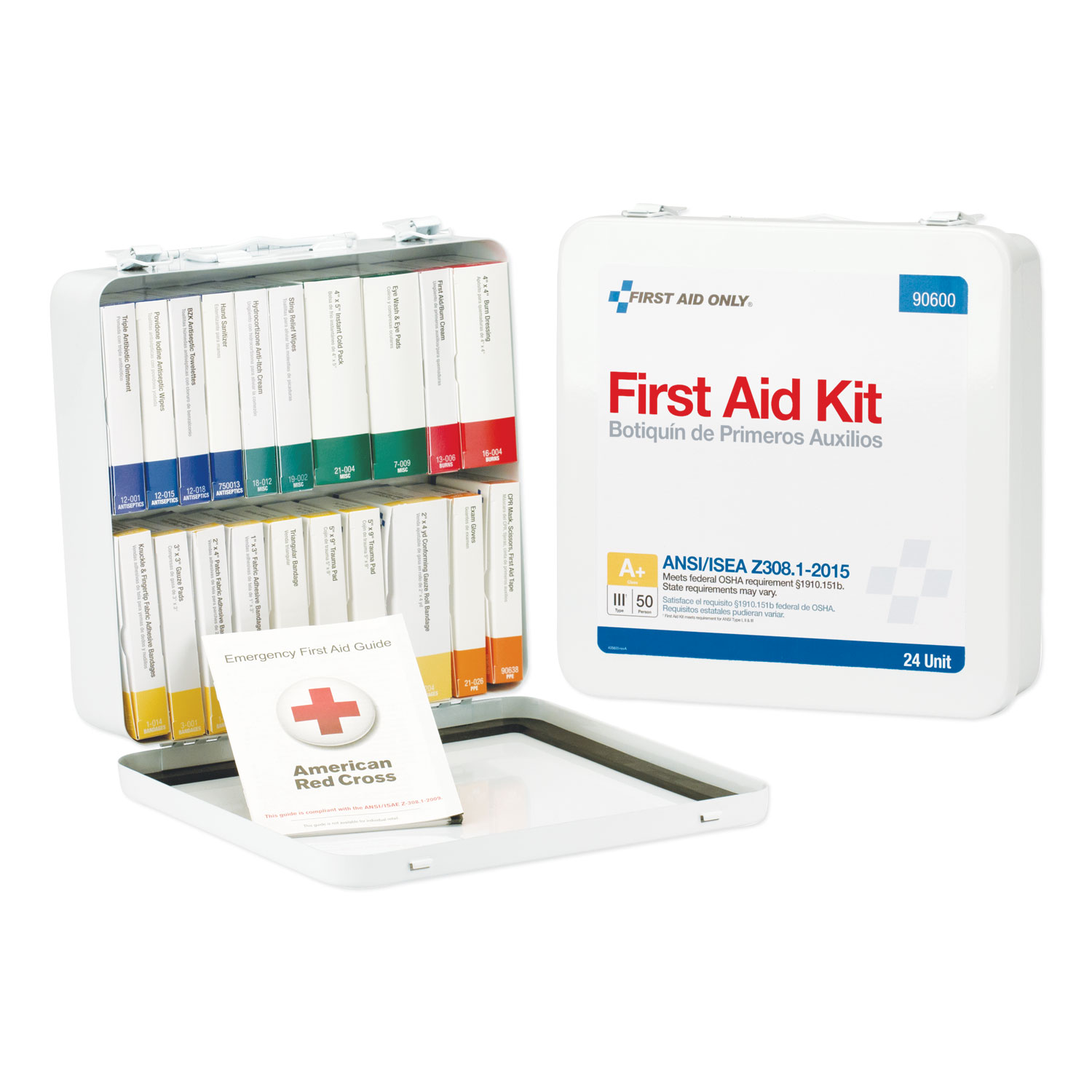  First Aid Only 90600 Unitized ANSI Class A Weatherproof First Aid Kit for 50 People, 24 Units (FAO90600) 