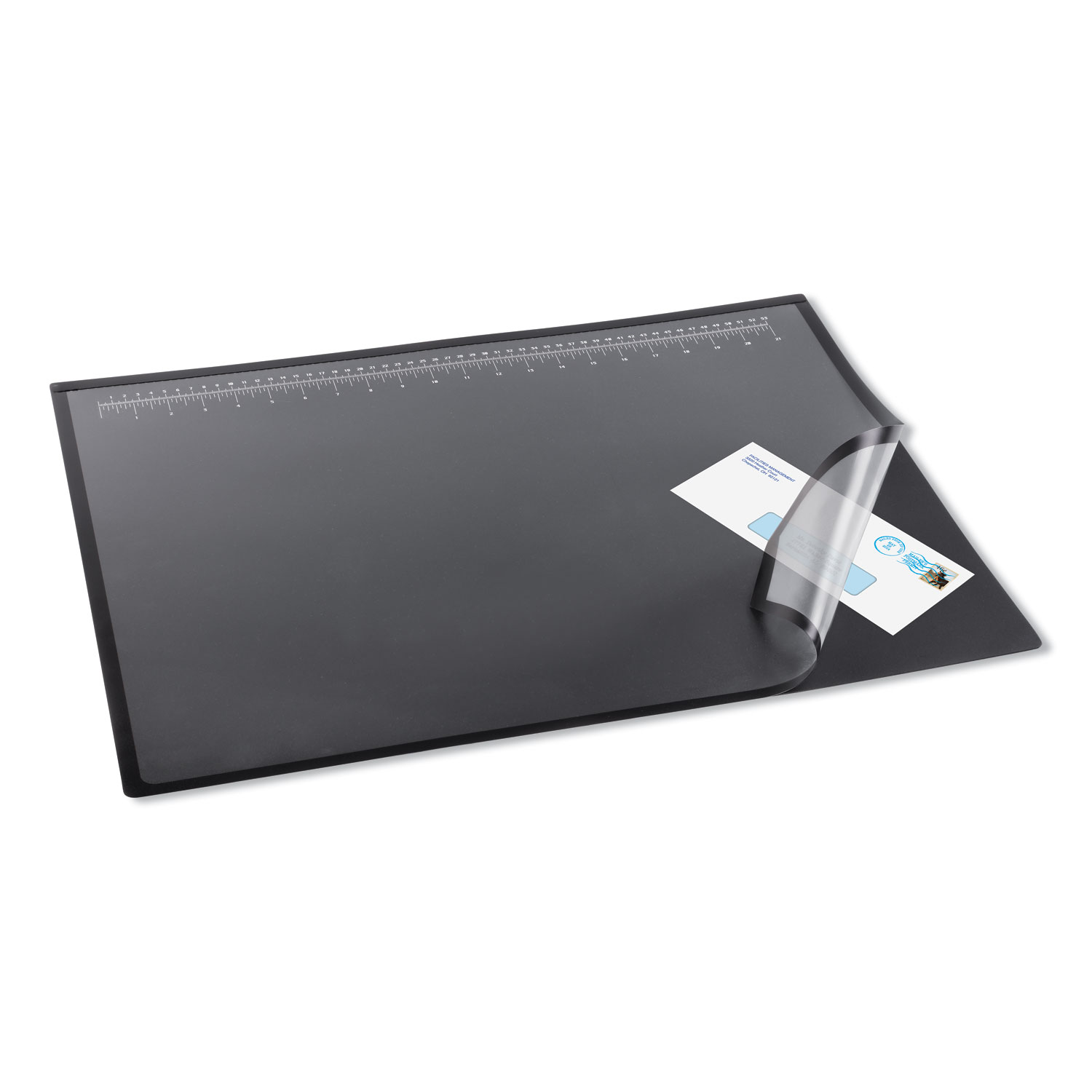 Lift-Top Pad Desktop Organizer with Clear Overlay, 22 x 17, Black