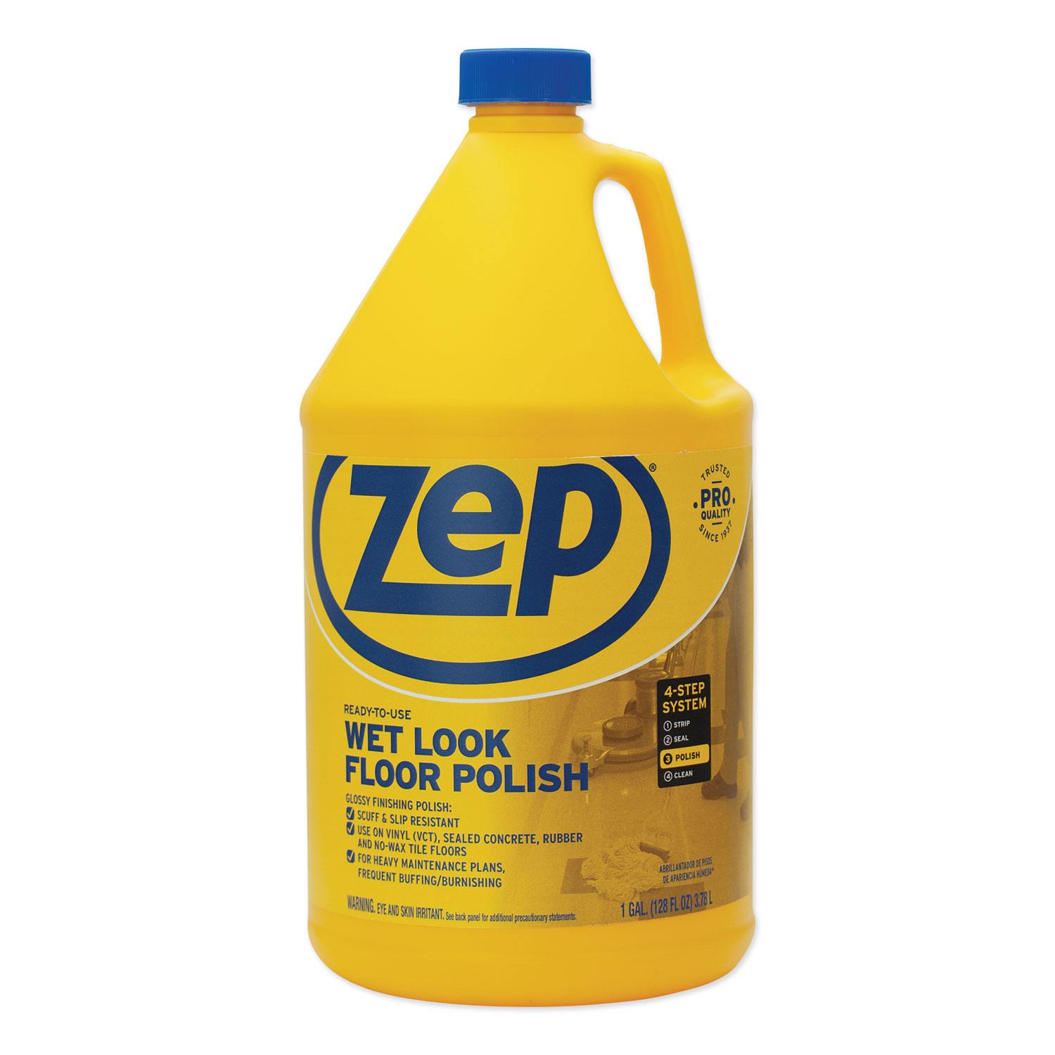  Zep Commercial ZUWLFF128 Wet Look Floor Polish, 1 gal, 4/Carton (ZPEZUWLFF128CT) 