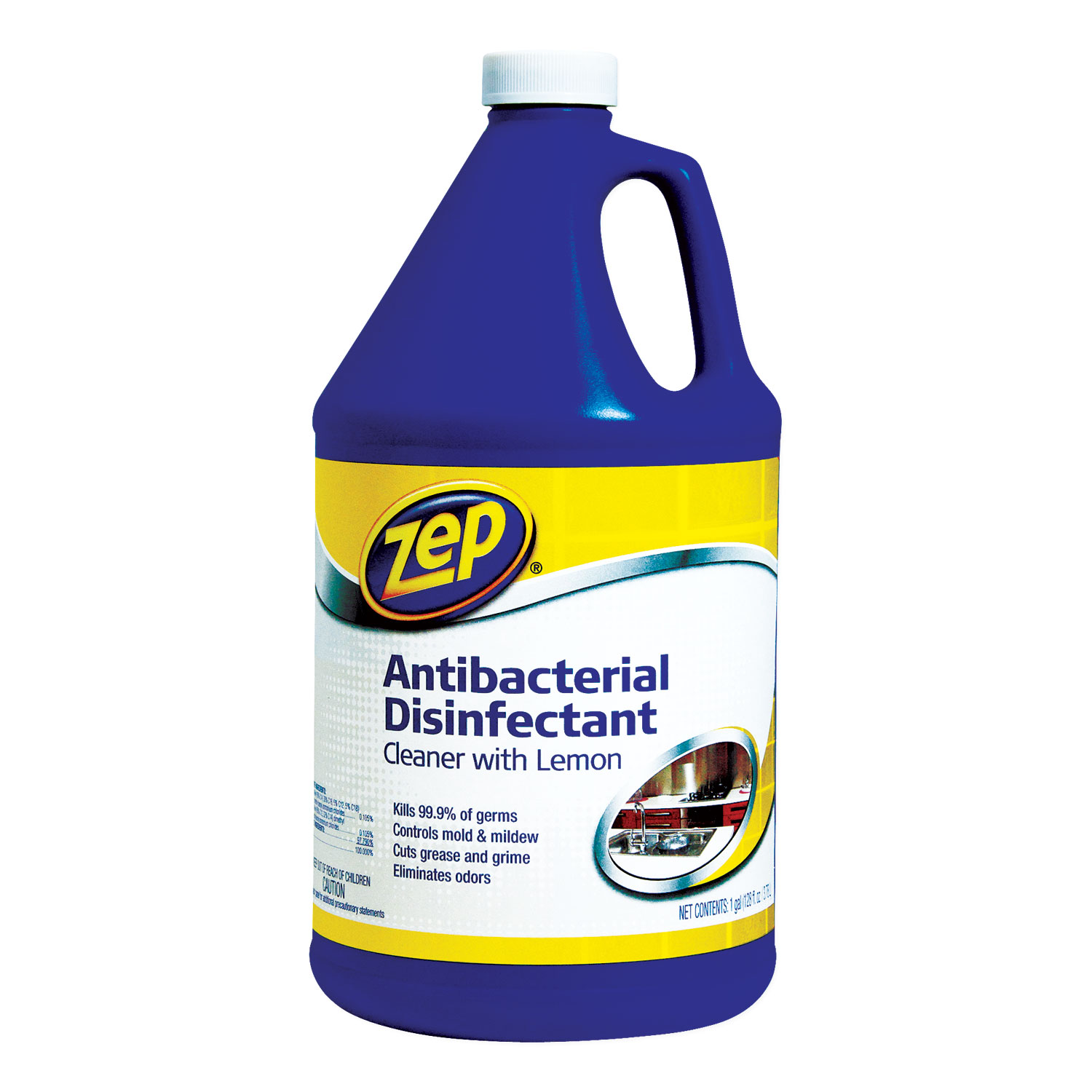  Zep Commercial ZUBAC128 Antibacterial Disinfectant, Lemon Scent, 1 gal, 4/Carton (ZPEZUBAC128CT) 
