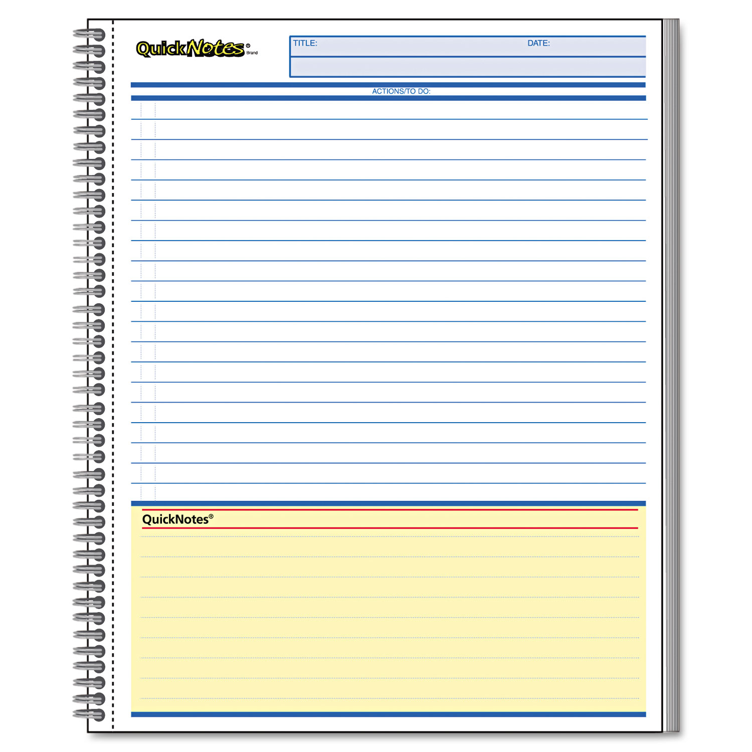 Side Bound Guided Business Notebook, QuickNotes, 11 x 8 1/2, 80 Sheets