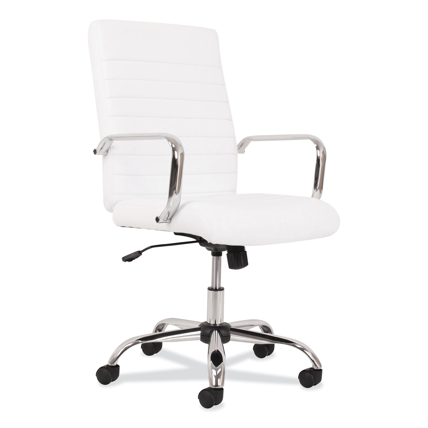  Sadie BSXVST513 5-Thirteen Mid-Back Executive Leather Chair, Supports up to 250 lbs., White Seat/Back, Chrome Base (BSXVST513) 