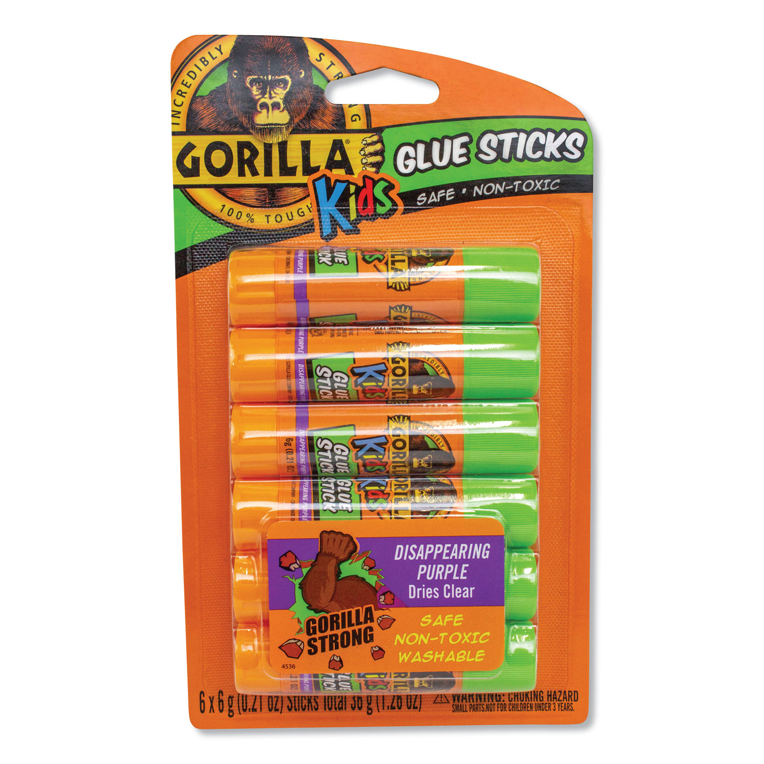  Gorilla Glue 2614408PK School Glue Sticks, 0.21 oz, Dries Clear, 6/Pack (GOR2614408PK) 