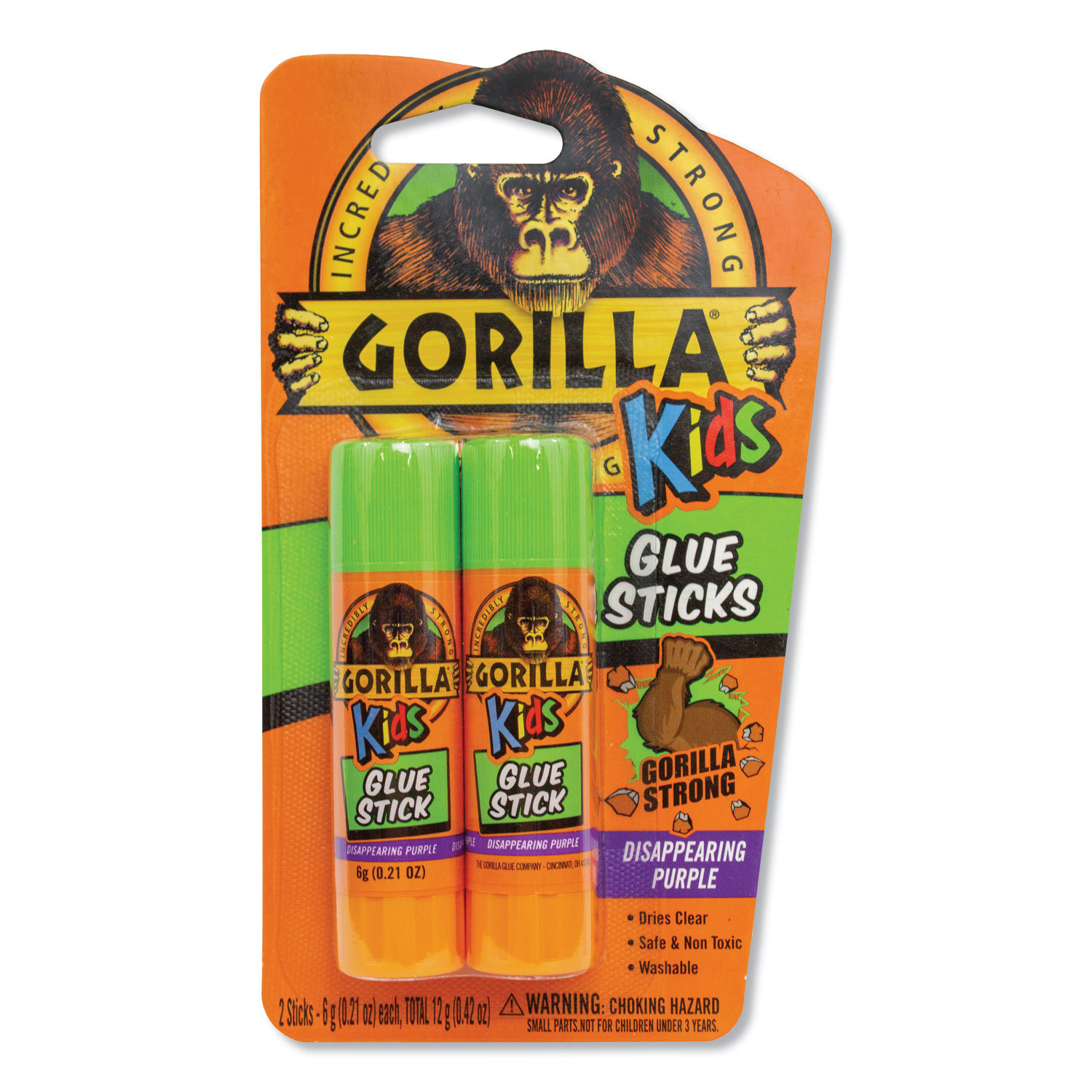  Gorilla Glue 2605208PK School Glue Sticks, 0.21 oz, Dries Clear, 2/Pack (GOR2605208PK) 
