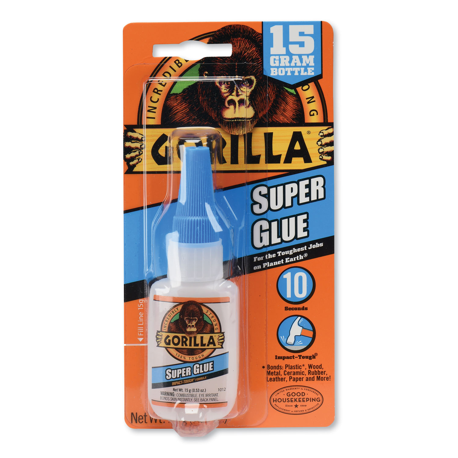 Gorilla Glue® Super Glue, 0.53 oz, Dries Clear, 4/Carton