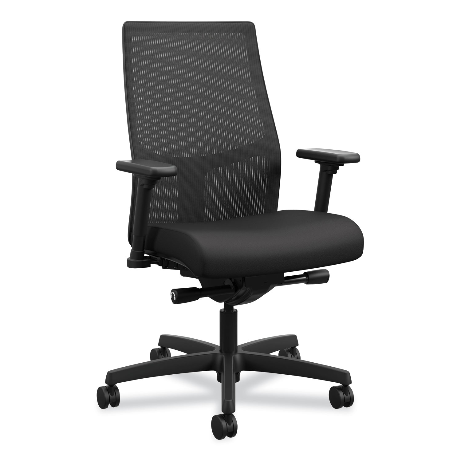 HON® Ignition 2.0 4-Way Stretch Mid-Back Mesh Task Chair, Supports up to 300 lbs, Black Seat/Back and Base