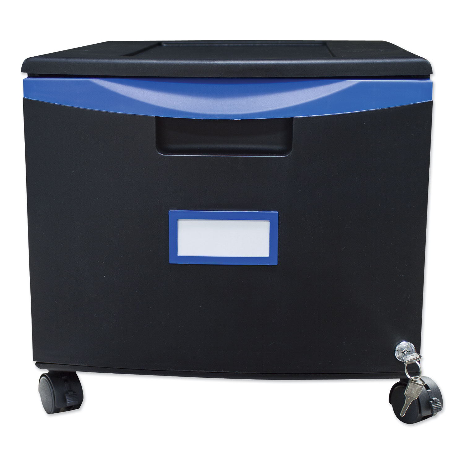  Storex 61269U01C Single-Drawer Mobile Filing Cabinet, 14.75w x 18.25d x 12.75h, Black/Blue (STX61269U01C) 