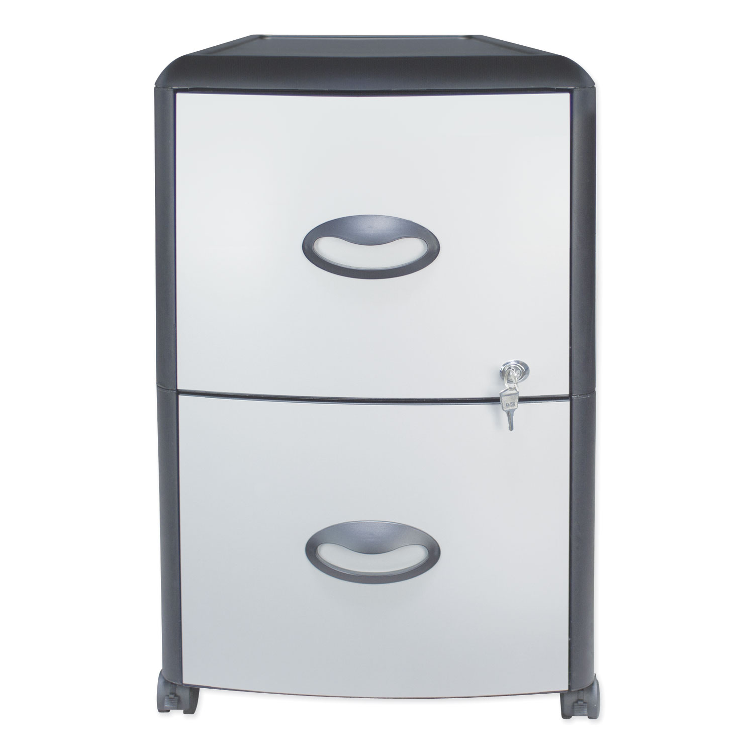  Storex 61351U01C Two-Drawer Mobile Filing Cabinet, Metal Siding, 19w x 15d x 23h, Silver/Black (STX61351U01C) 