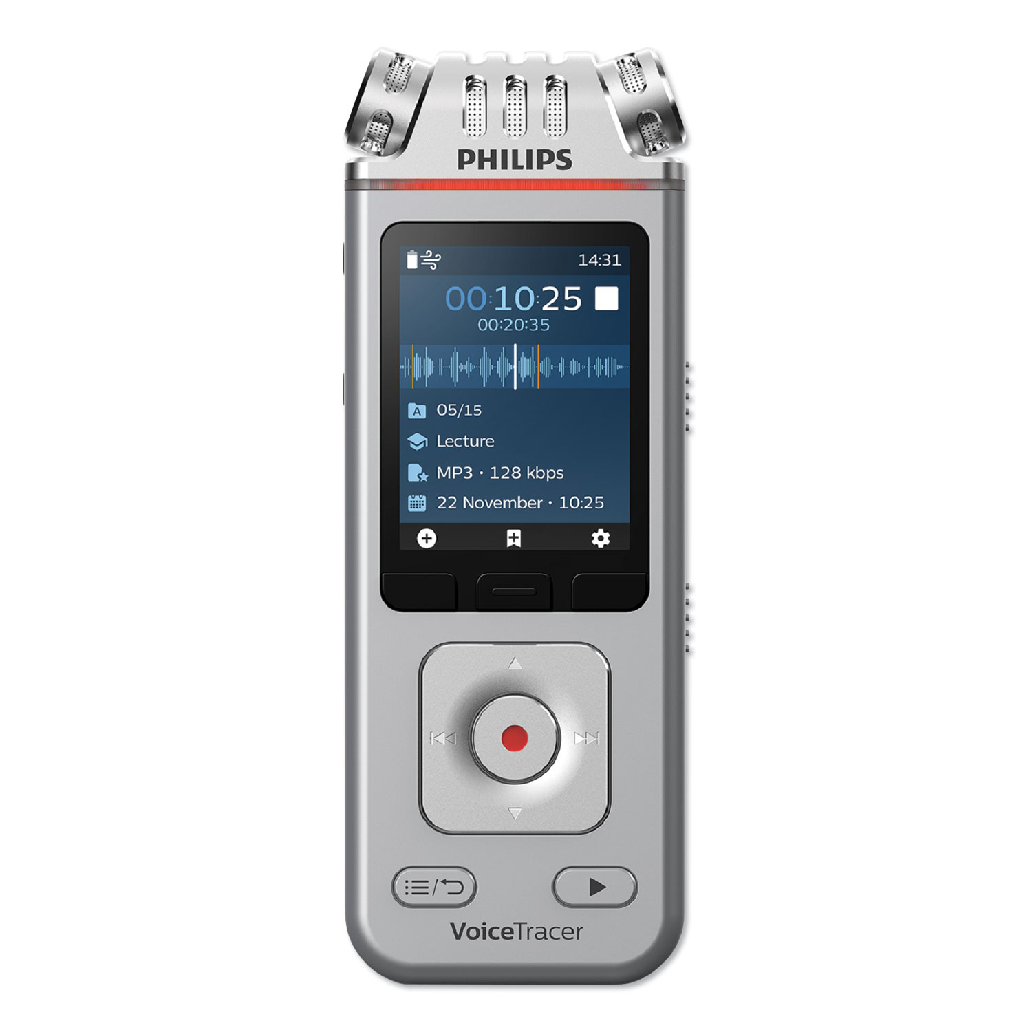  Philips DVT4110 Voice Tracer 4110 Digital Recorder, 8 GB, Silver (PSPDVT4110) 