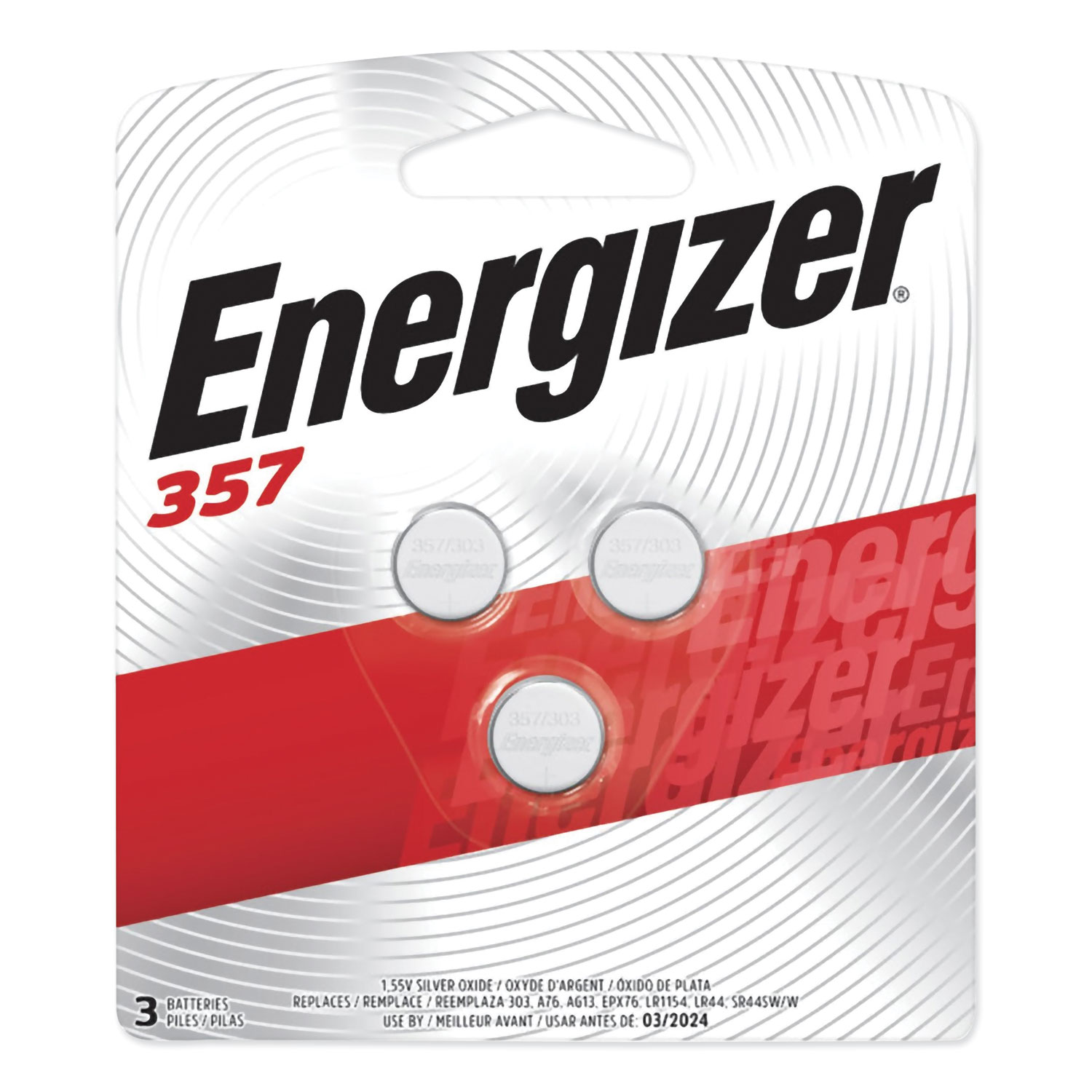  Energizer 357BPZ-3 357/303 Silver Oxide Button Cell Battery, 1.5V, 3/Pack (EVE357BPZ3) 