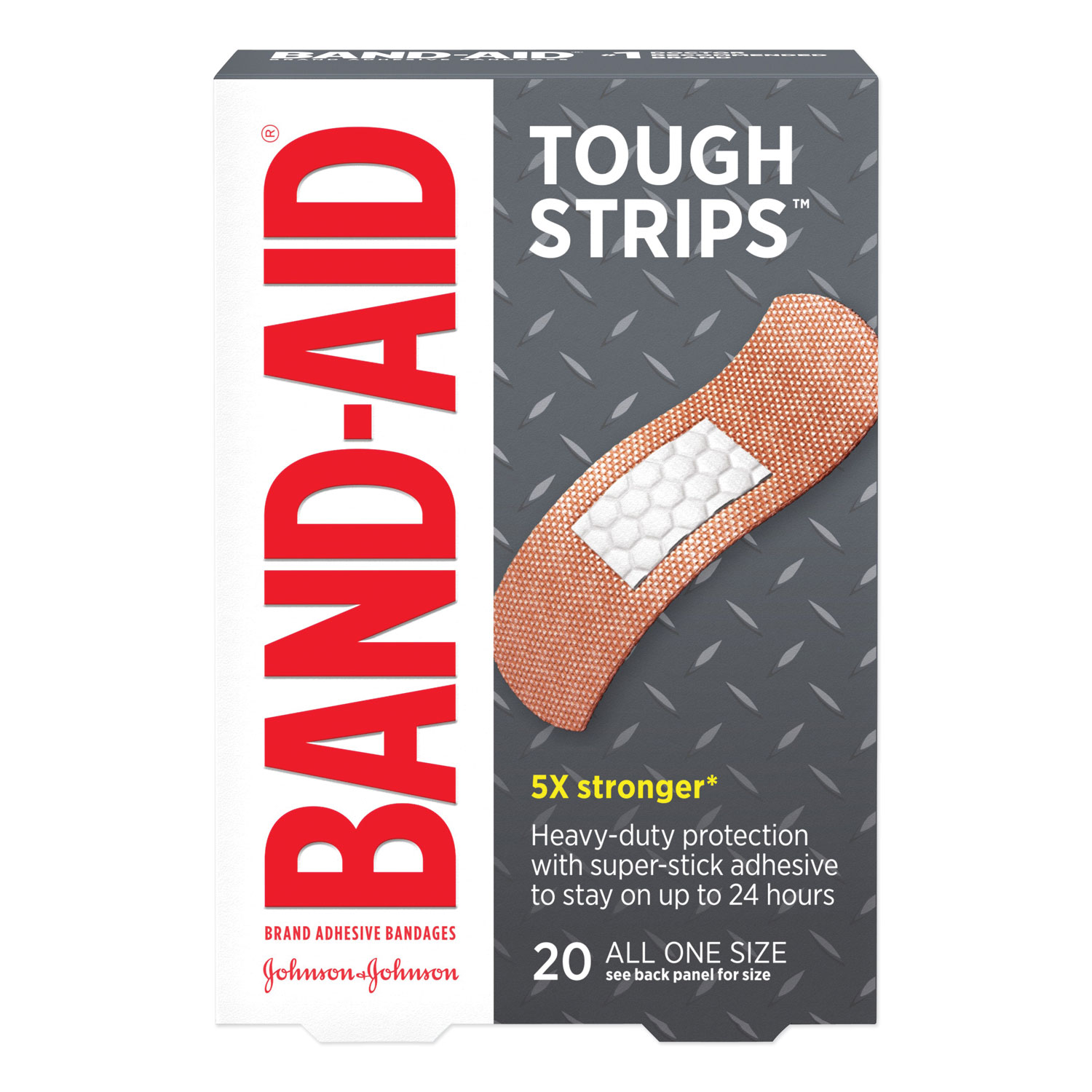  BAND-AID 111713100 Flexible Fabric Adhesive Tough Strip Bandages, 1 x 3.25, 20/Box (JOJ4408) 