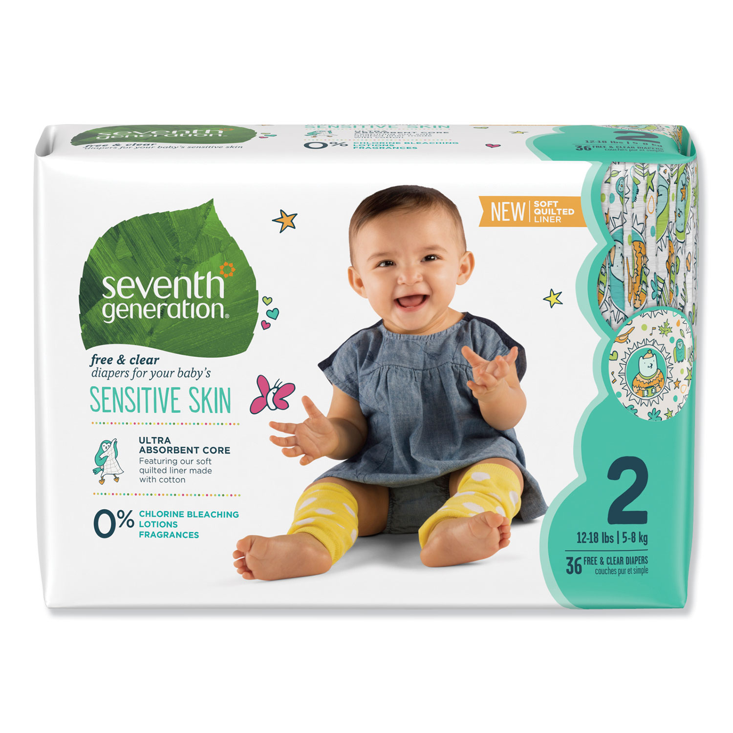 Free and Clear Baby Diapers, Size 2, 12 lbs to 18 lbs, 144/Carton